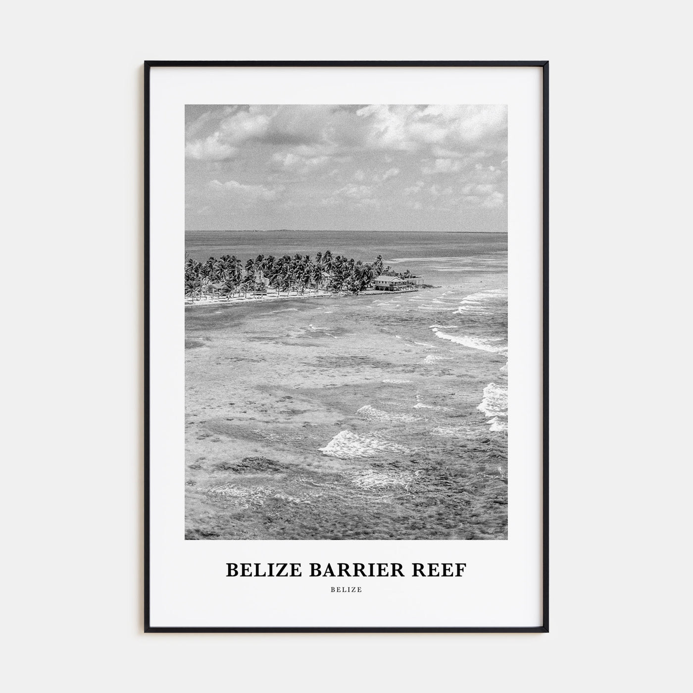 Belize Barrier Reef Portrait B&W Poster