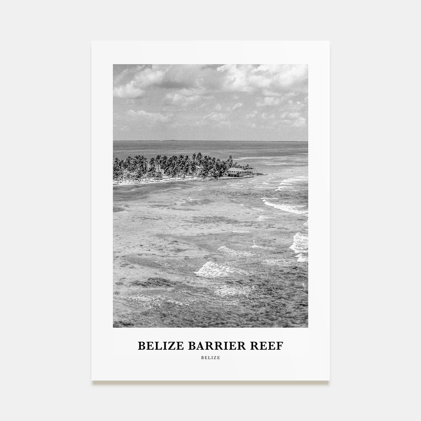 Belize Barrier Reef Portrait B&W Poster