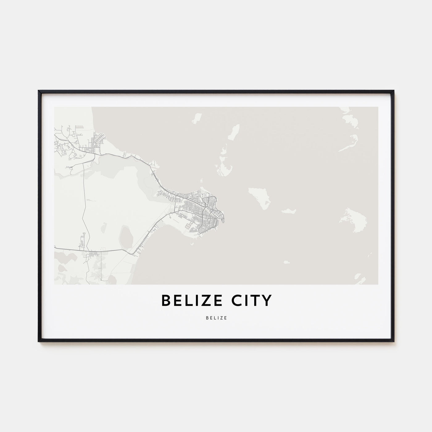 Belize City Map Landscape Poster