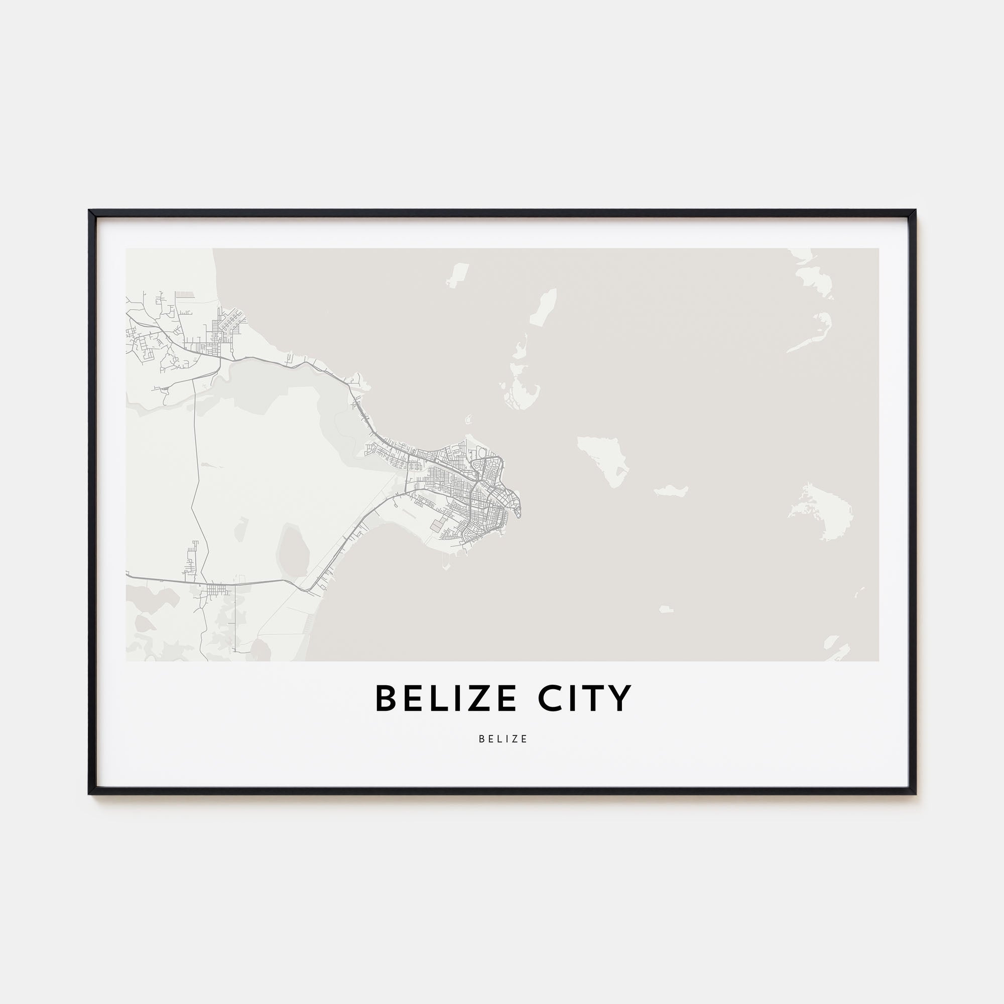 Belize City Map Landscape Poster