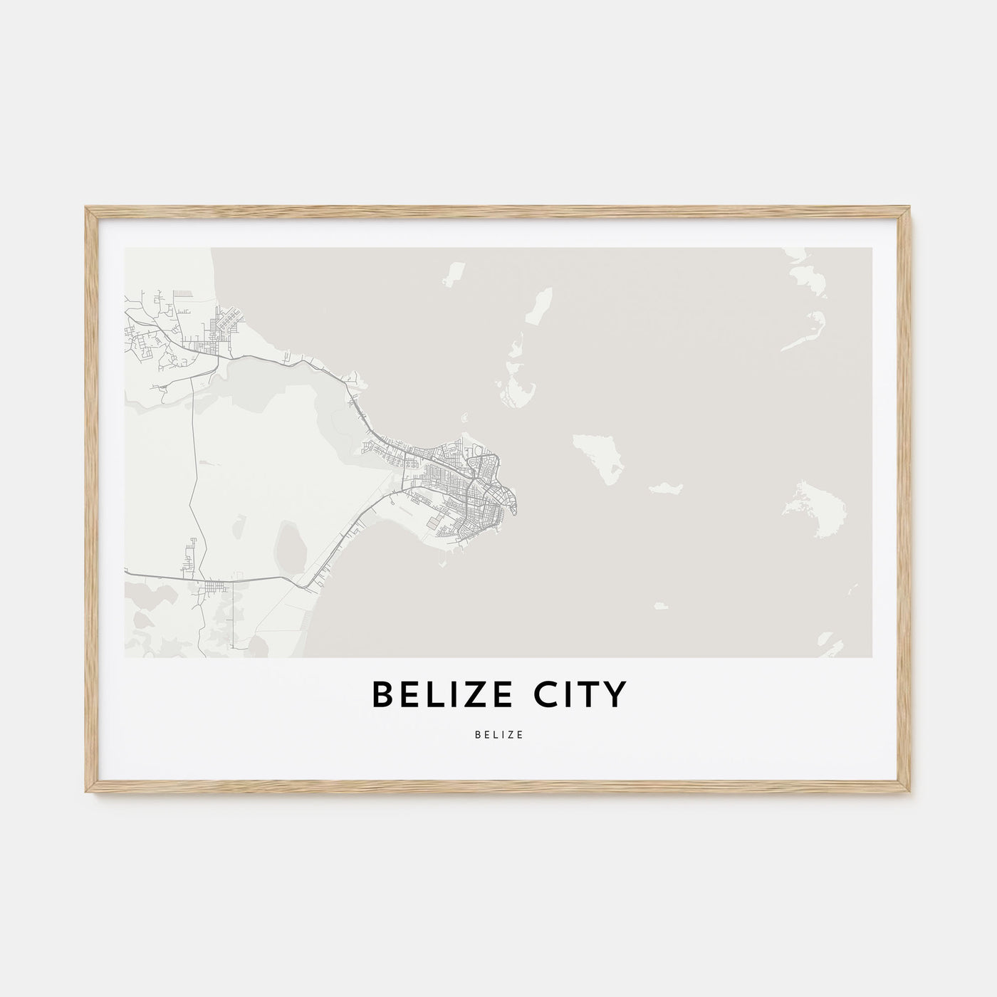 Belize City Map Landscape Poster