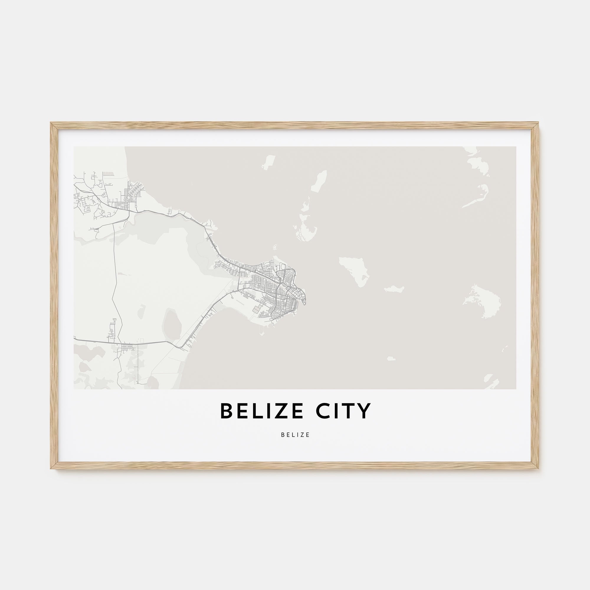 Belize City Map Landscape Poster