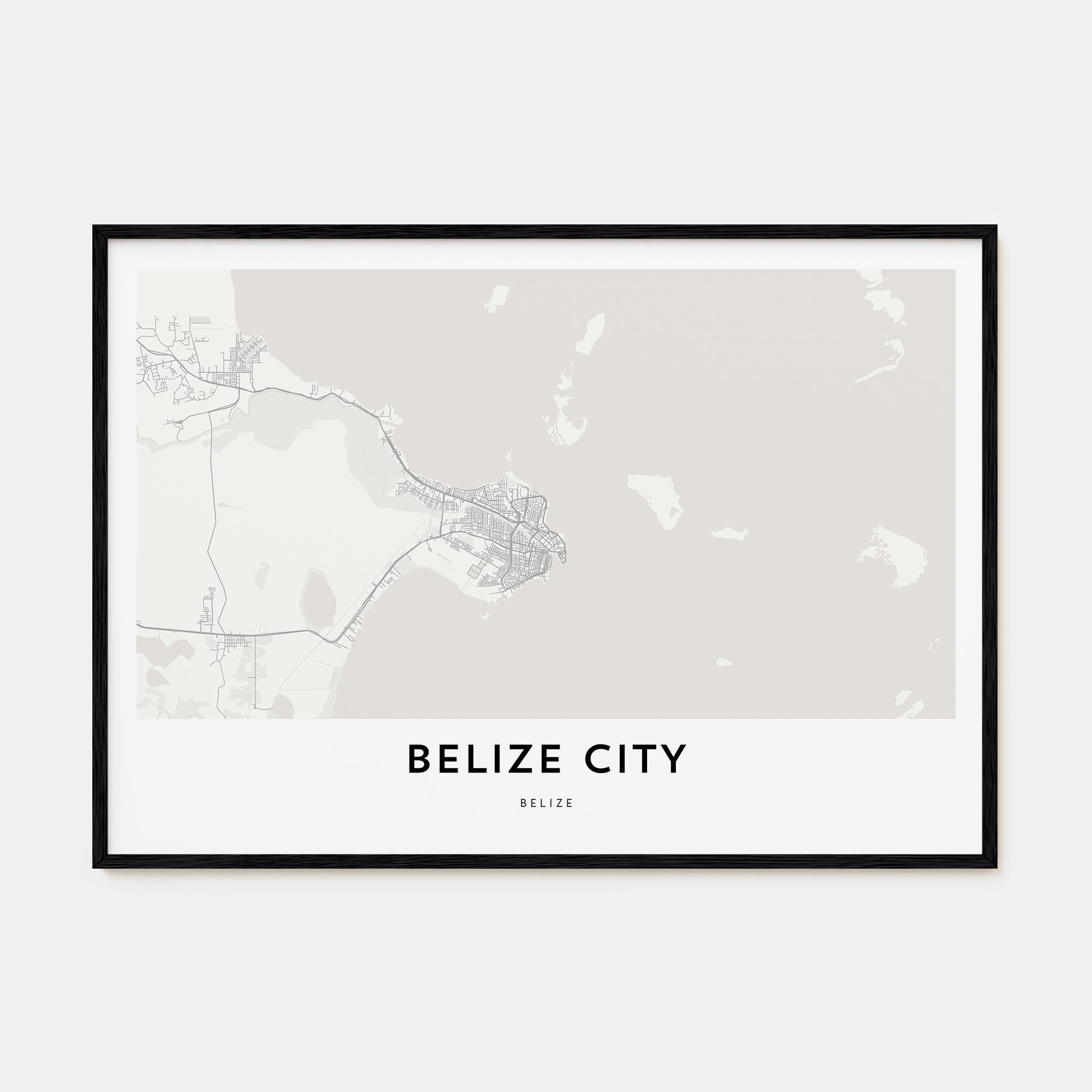 Belize City Map Landscape Poster