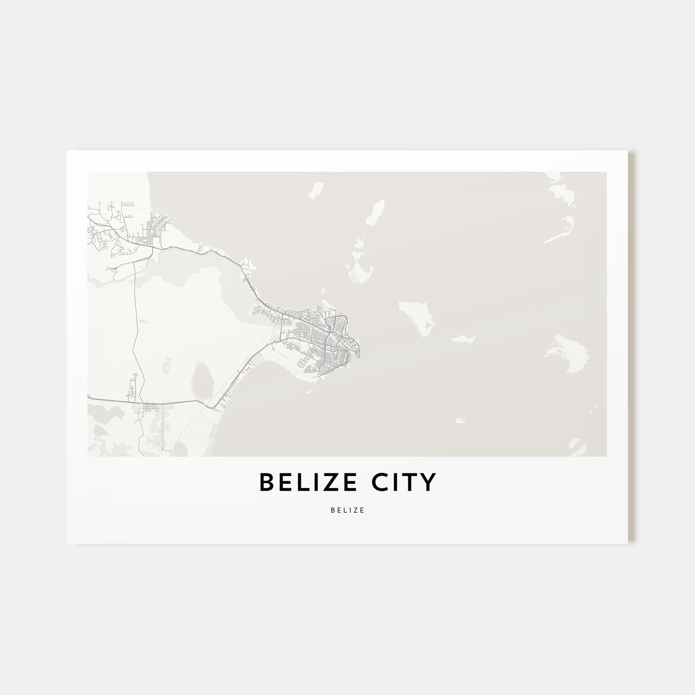 Belize City Map Landscape Poster