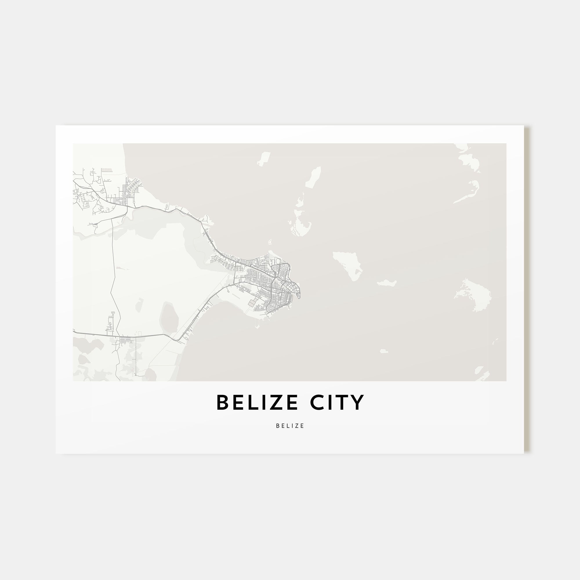 Belize City Map Landscape Poster