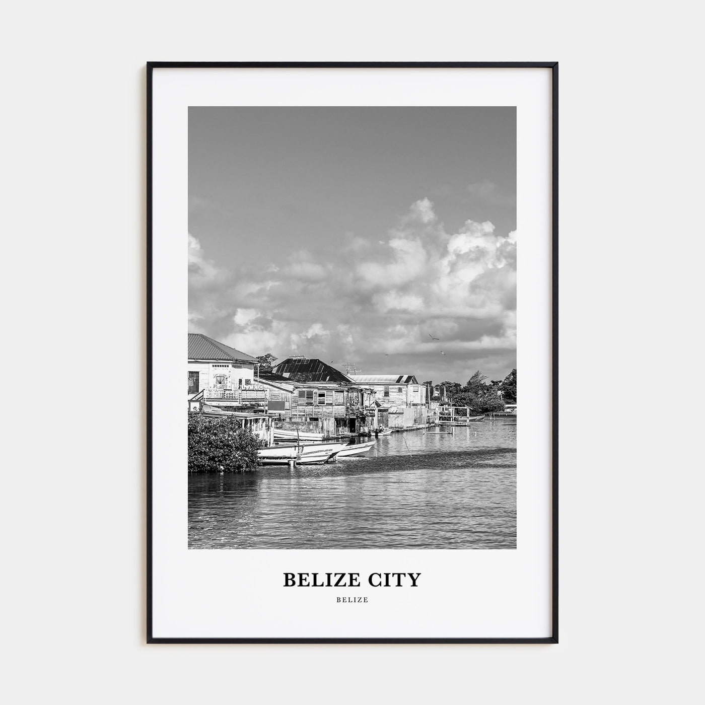 Belize City Portrait B&W Poster