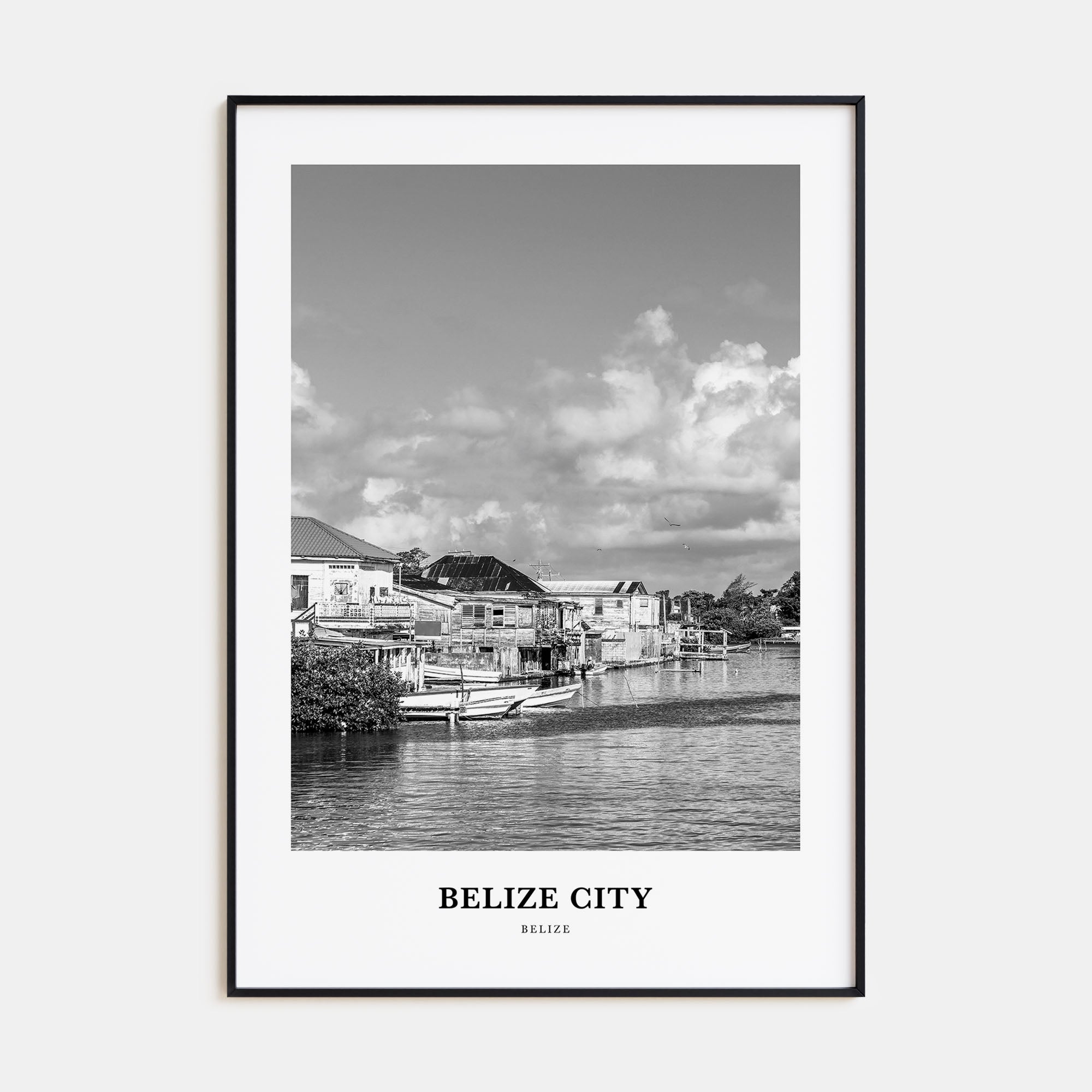 Belize City Portrait B&W Poster