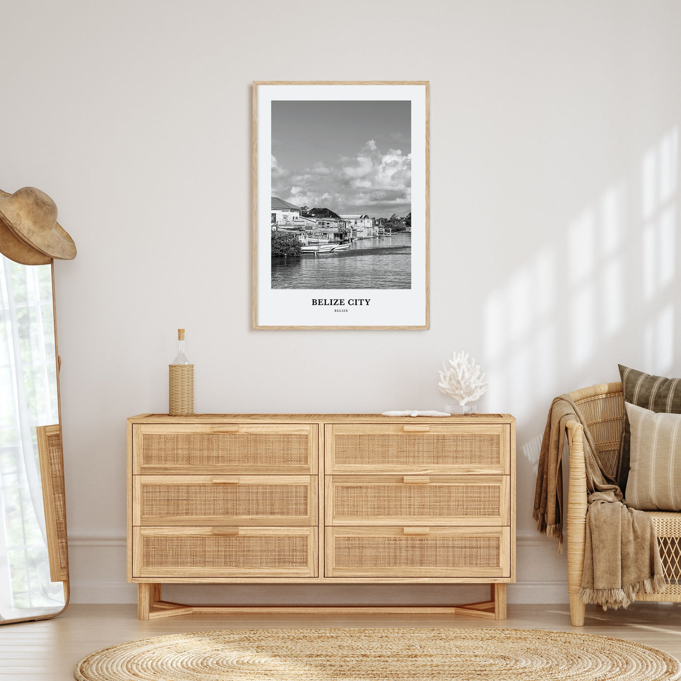 Belize City Portrait B&W Poster