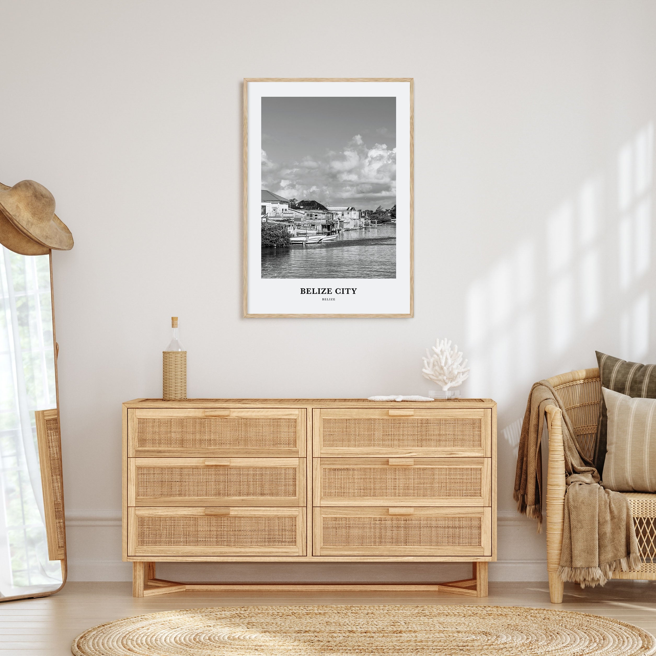 Belize City Portrait B&W Poster