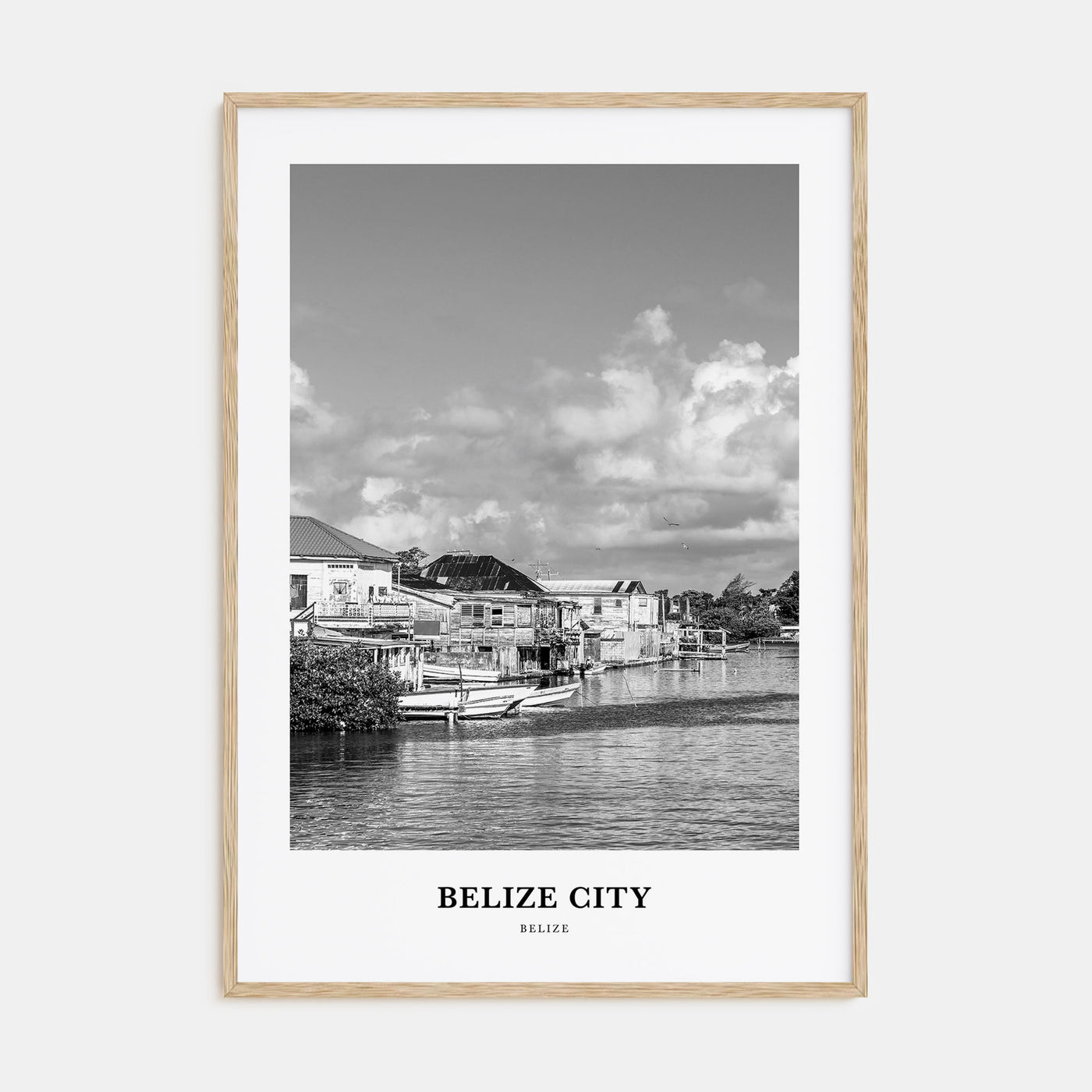 Belize City Portrait B&W Poster