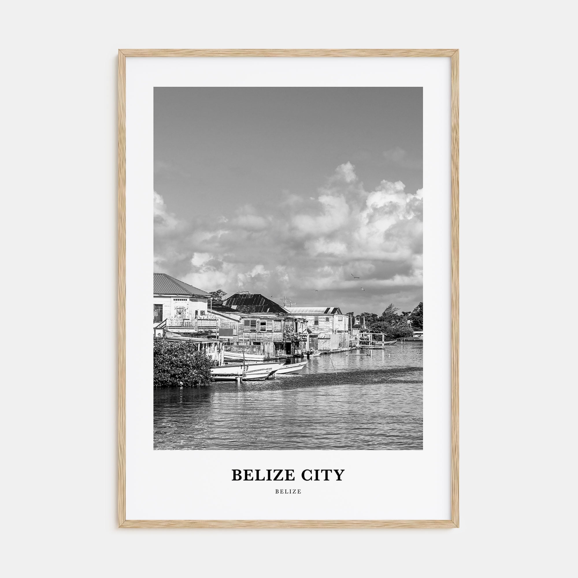Belize City Portrait B&W Poster
