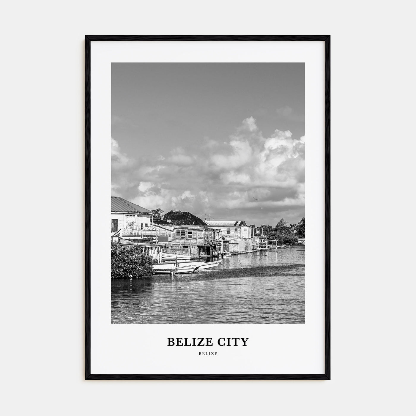 Belize City Portrait B&W Poster