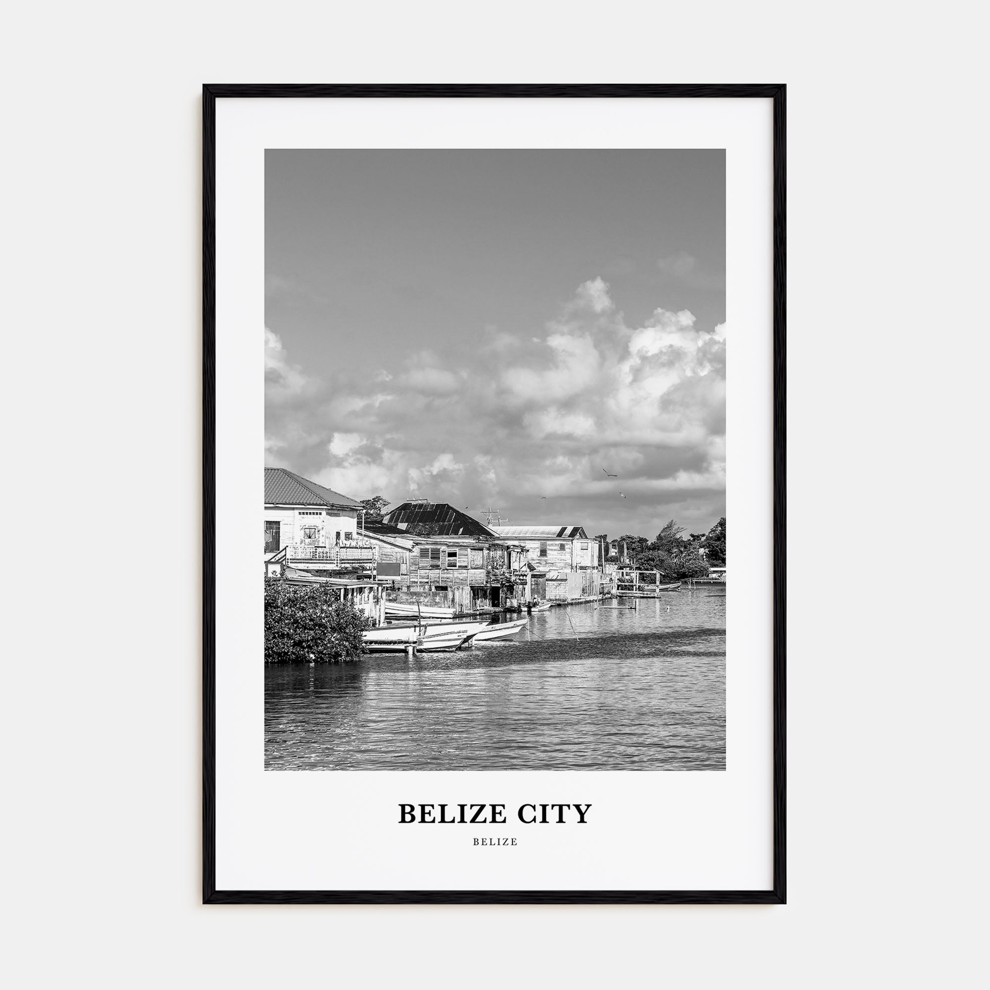 Belize City Portrait B&W Poster