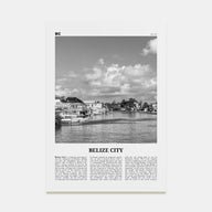 Belize City Travel B&W Poster