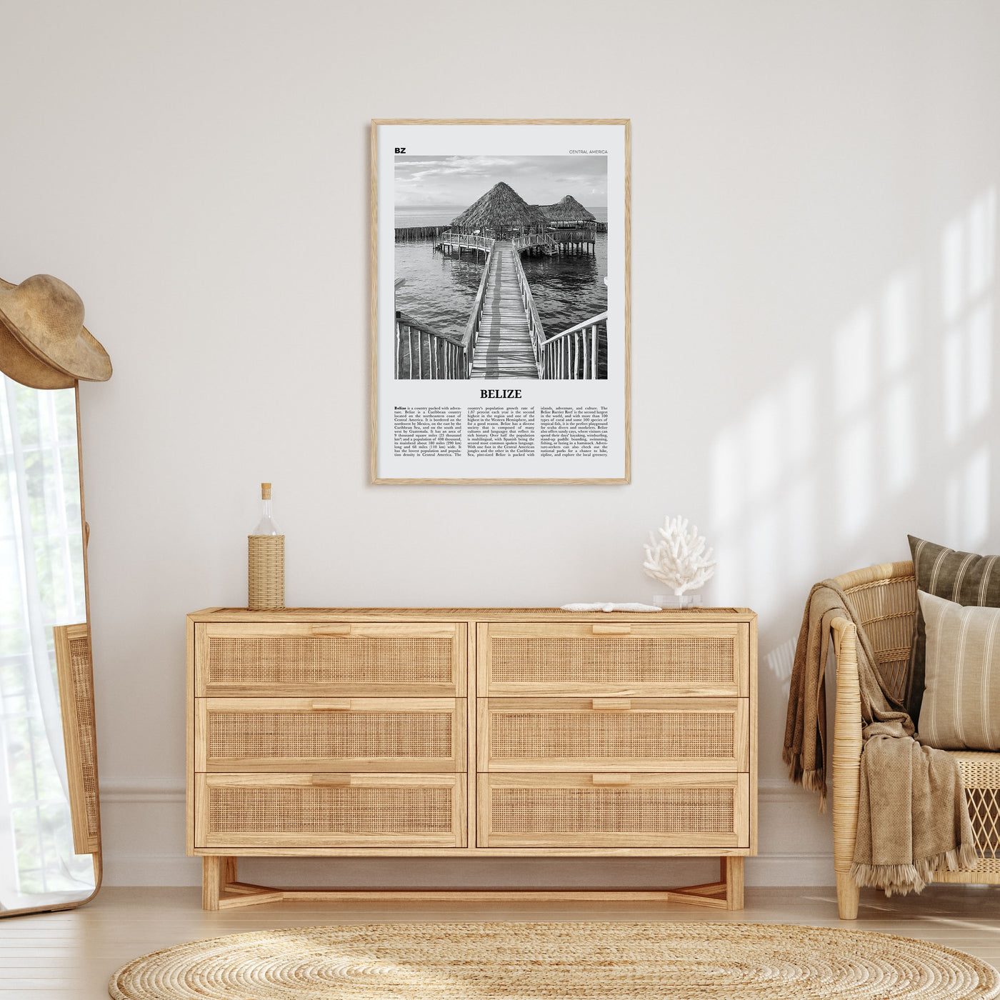 Belize Travel B&W Poster