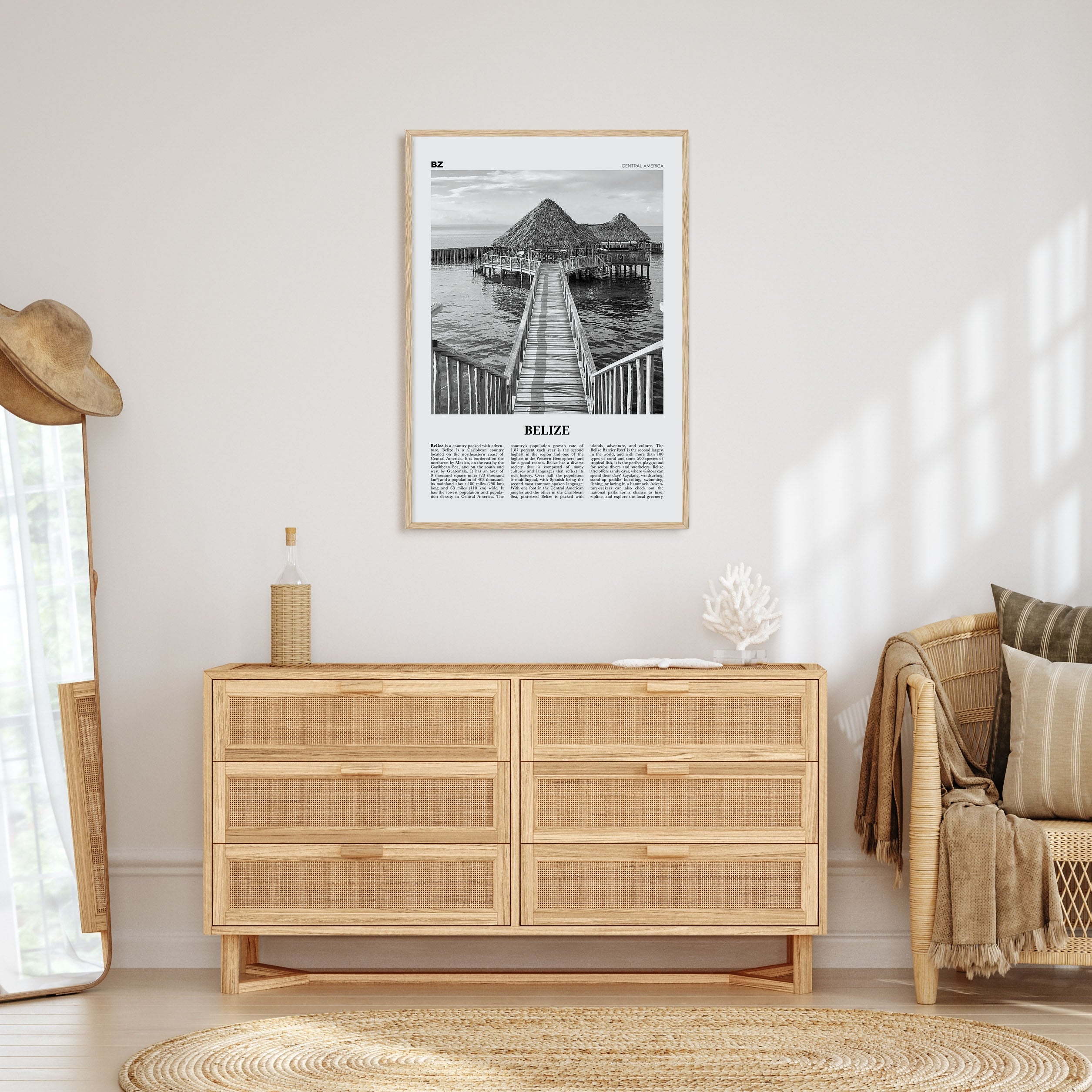 Belize Travel B&W Poster