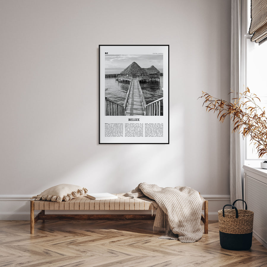 Belize Travel B&W Poster