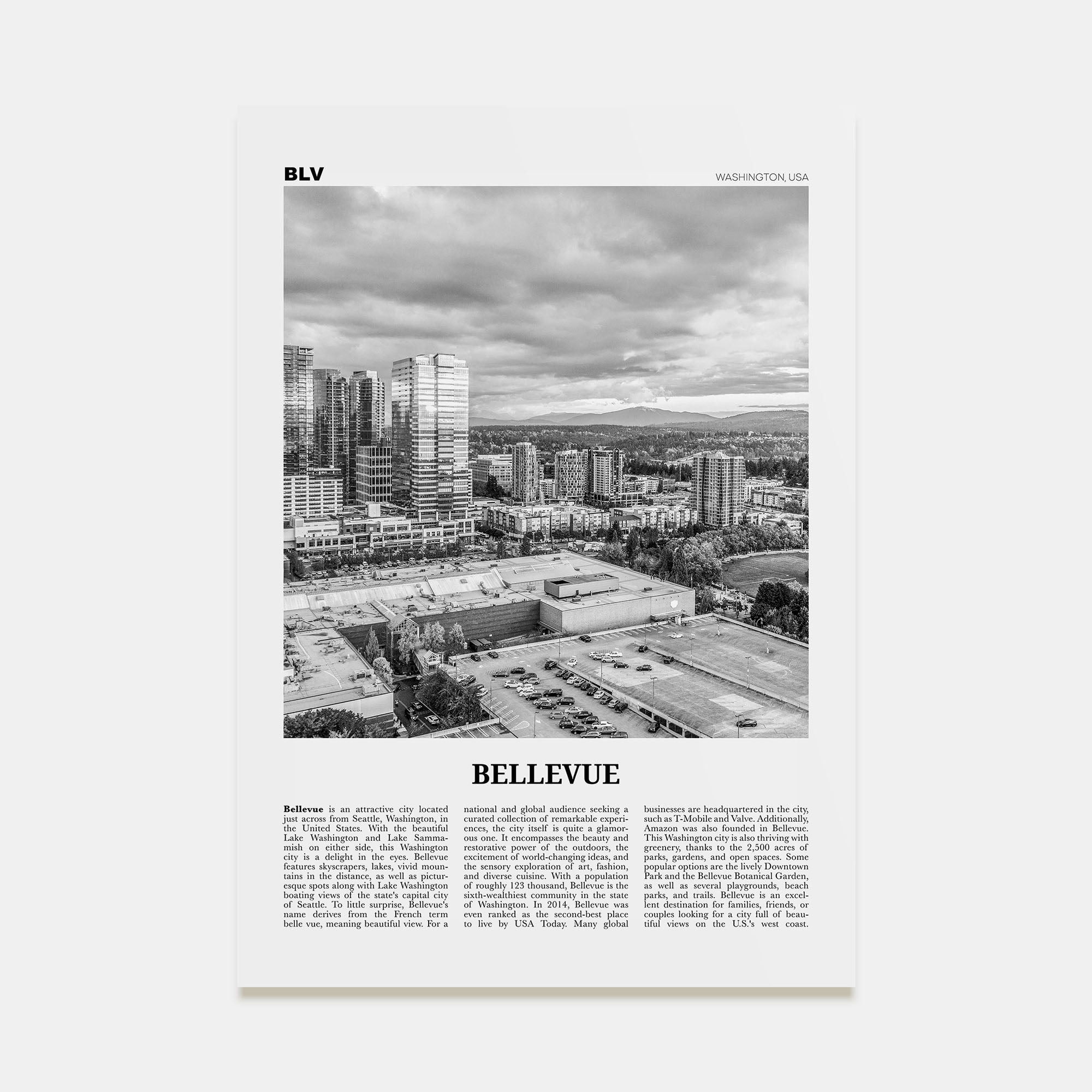 Bellevue Travel B&W No 2 Poster