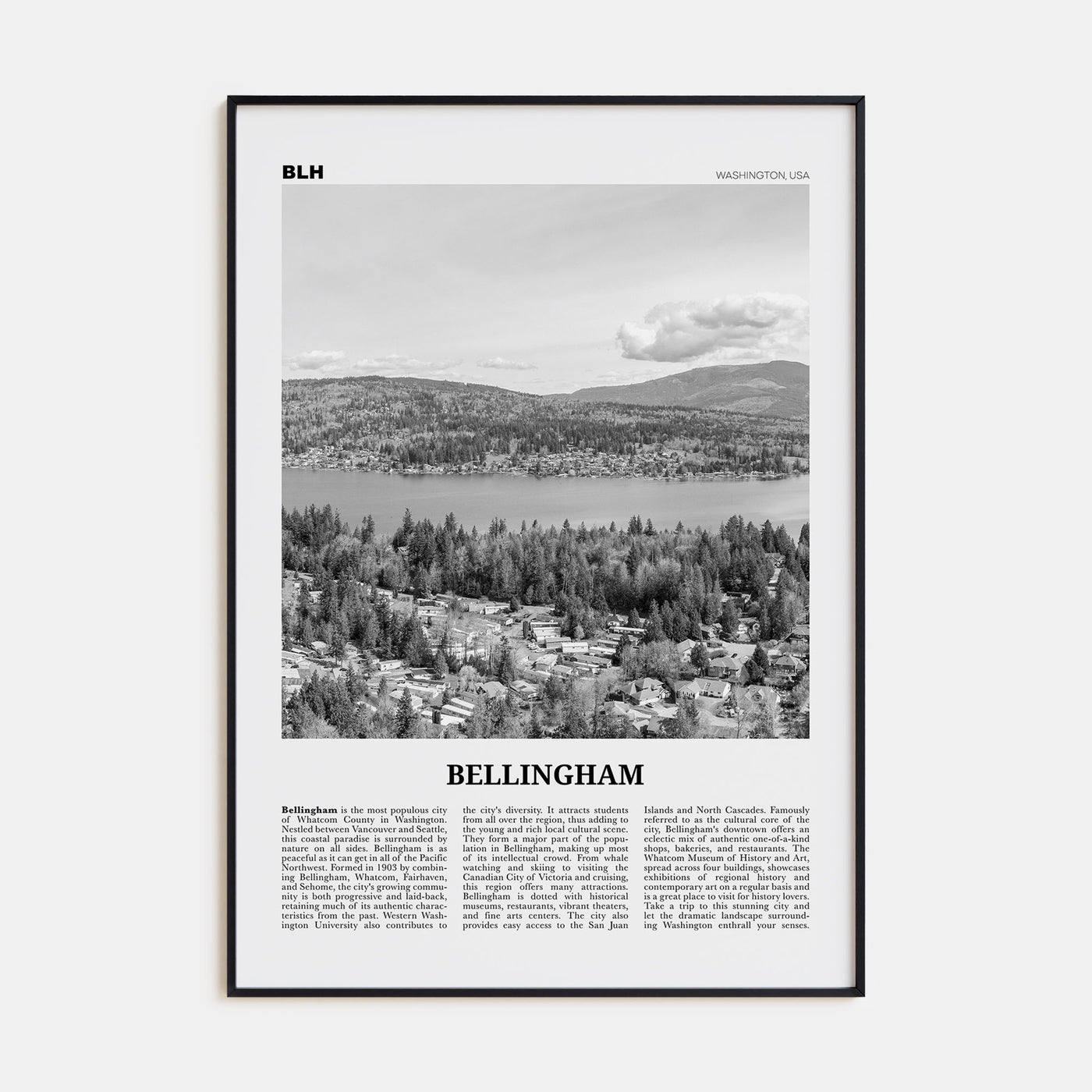 Bellingham Travel B&W Poster