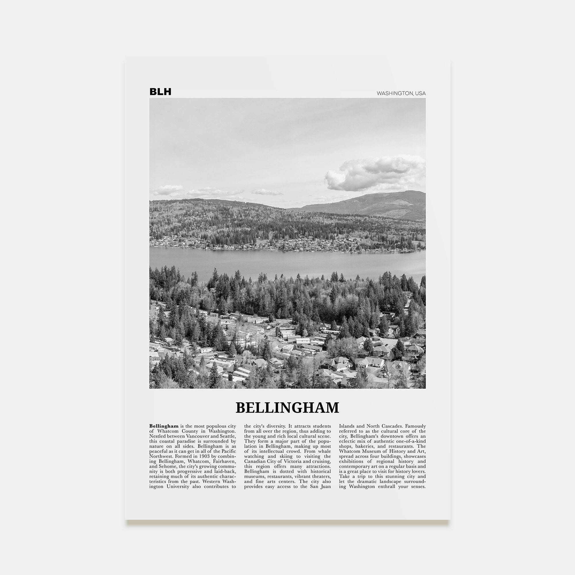 Bellingham Travel B&W Poster