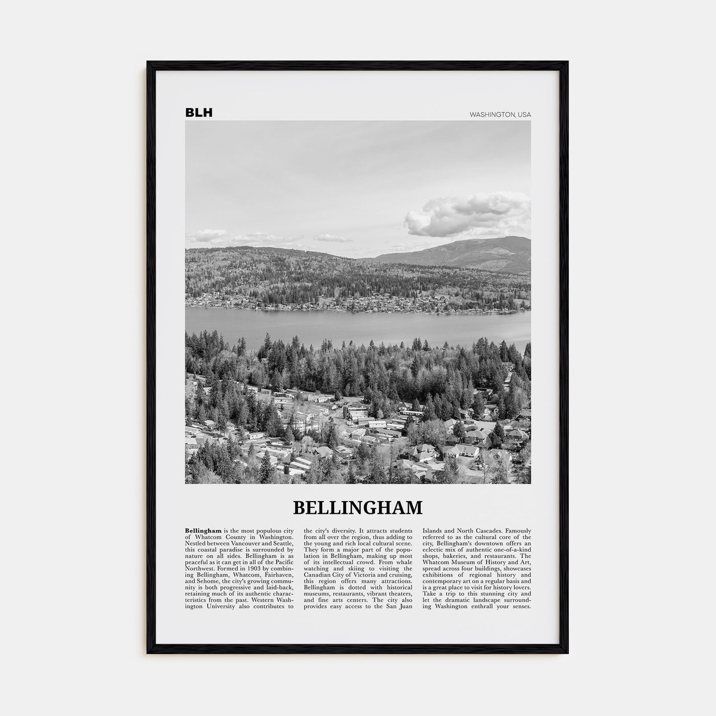 Bellingham Travel B&W Poster