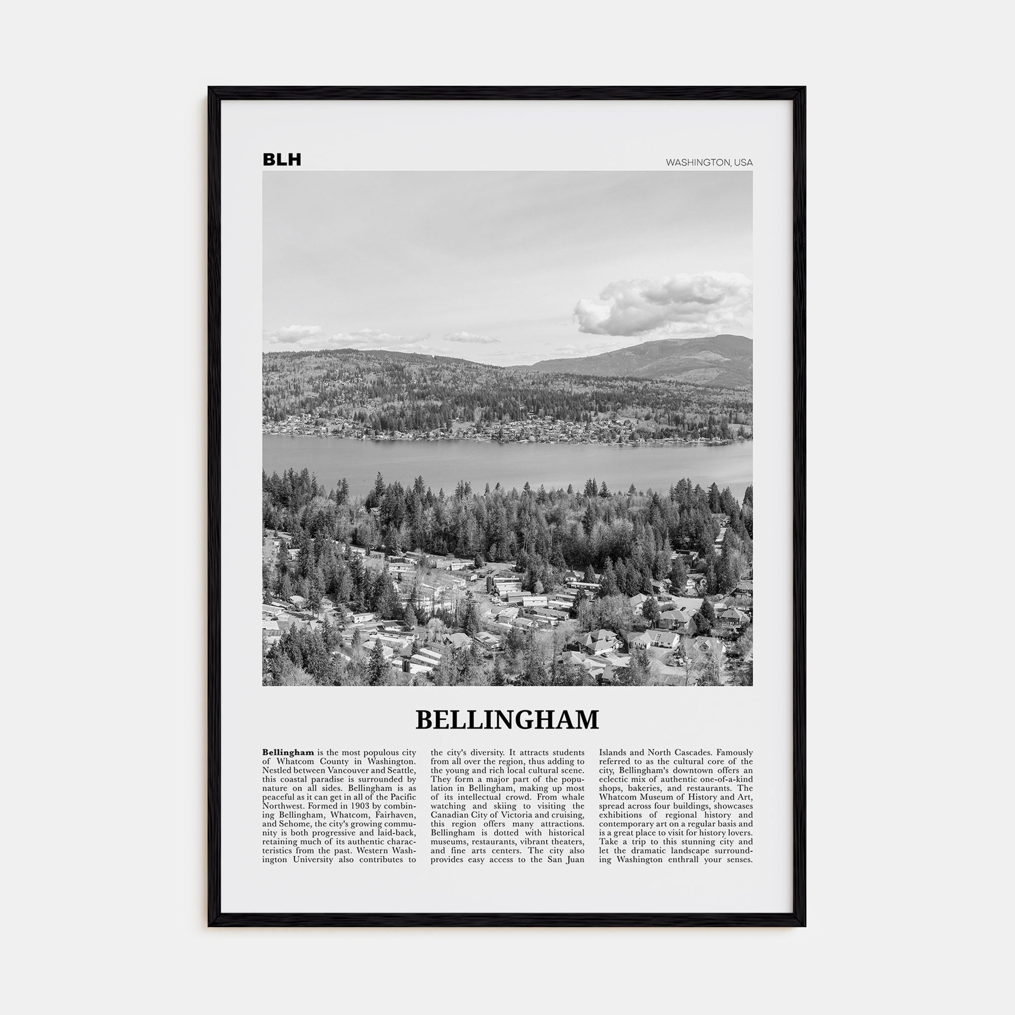 Bellingham Travel B&W Poster