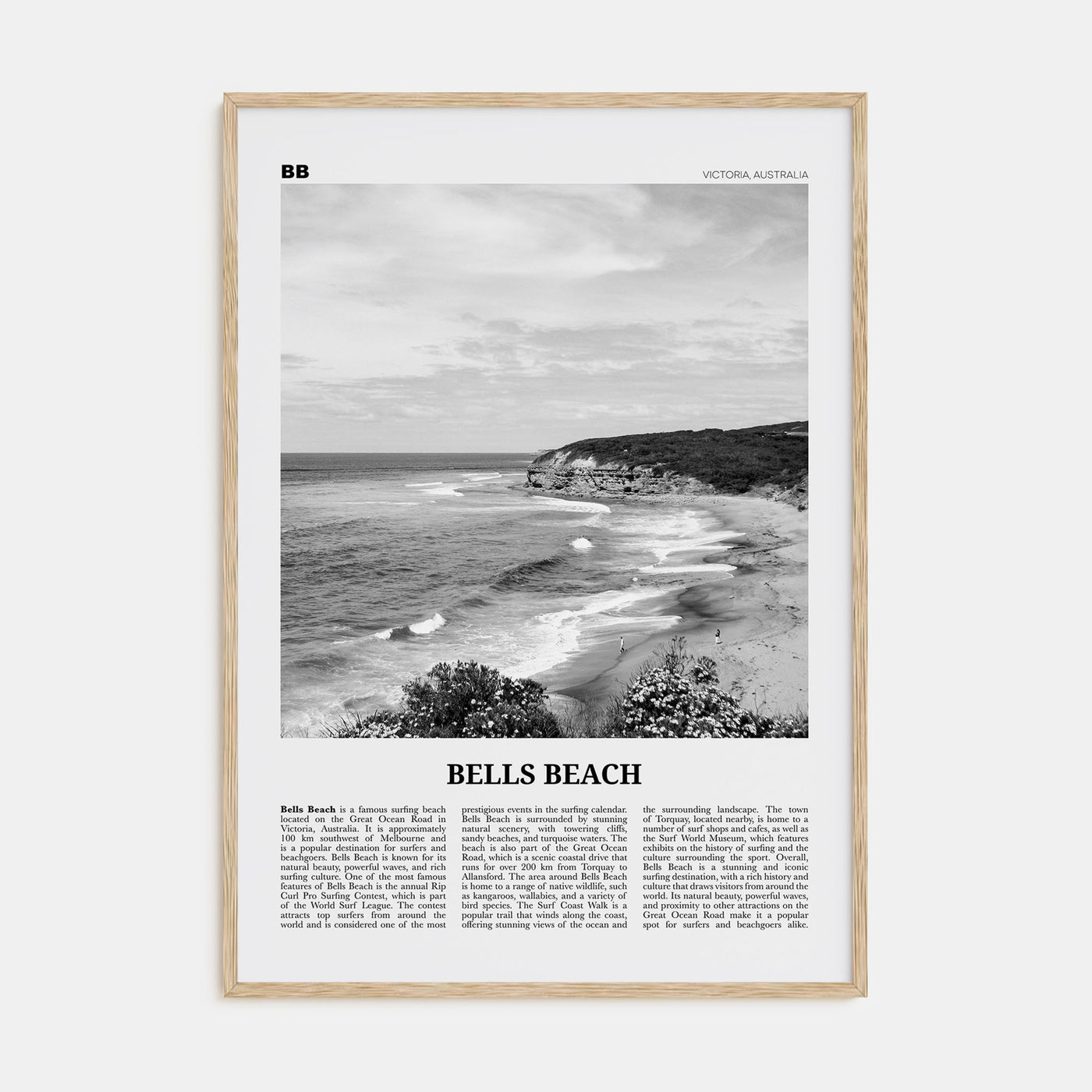 Bells Beach Travel B&W Poster