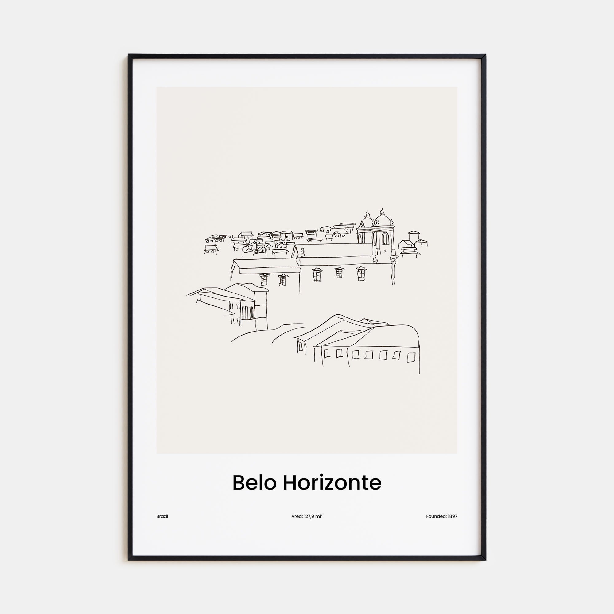 Belo Horizonte Drawn Poster