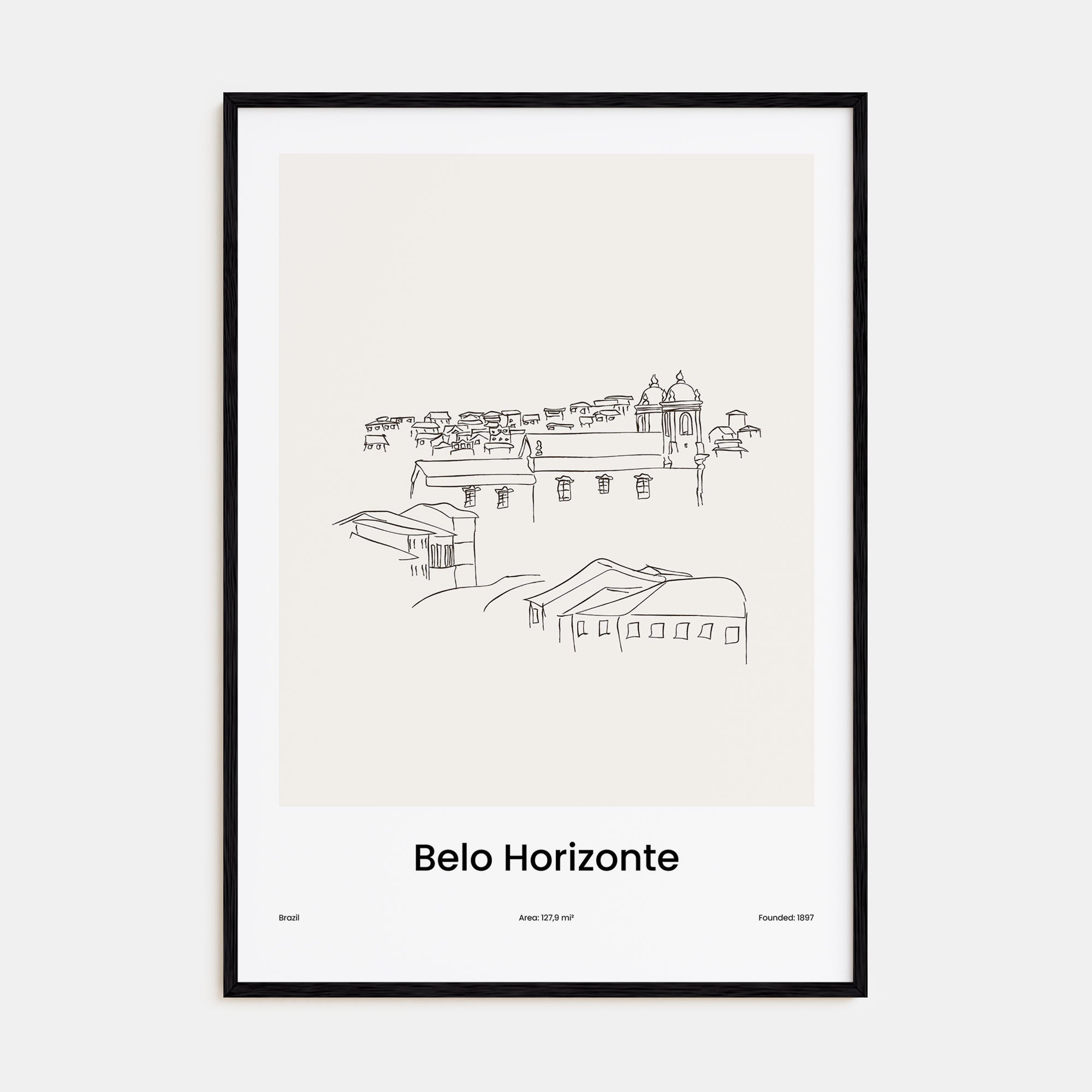 Belo Horizonte Drawn Poster