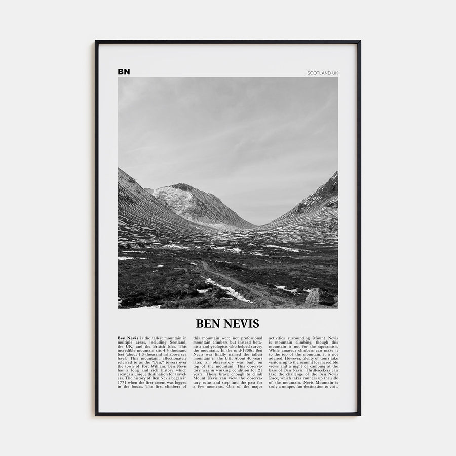 Ben Nevis Travel B&W Poster