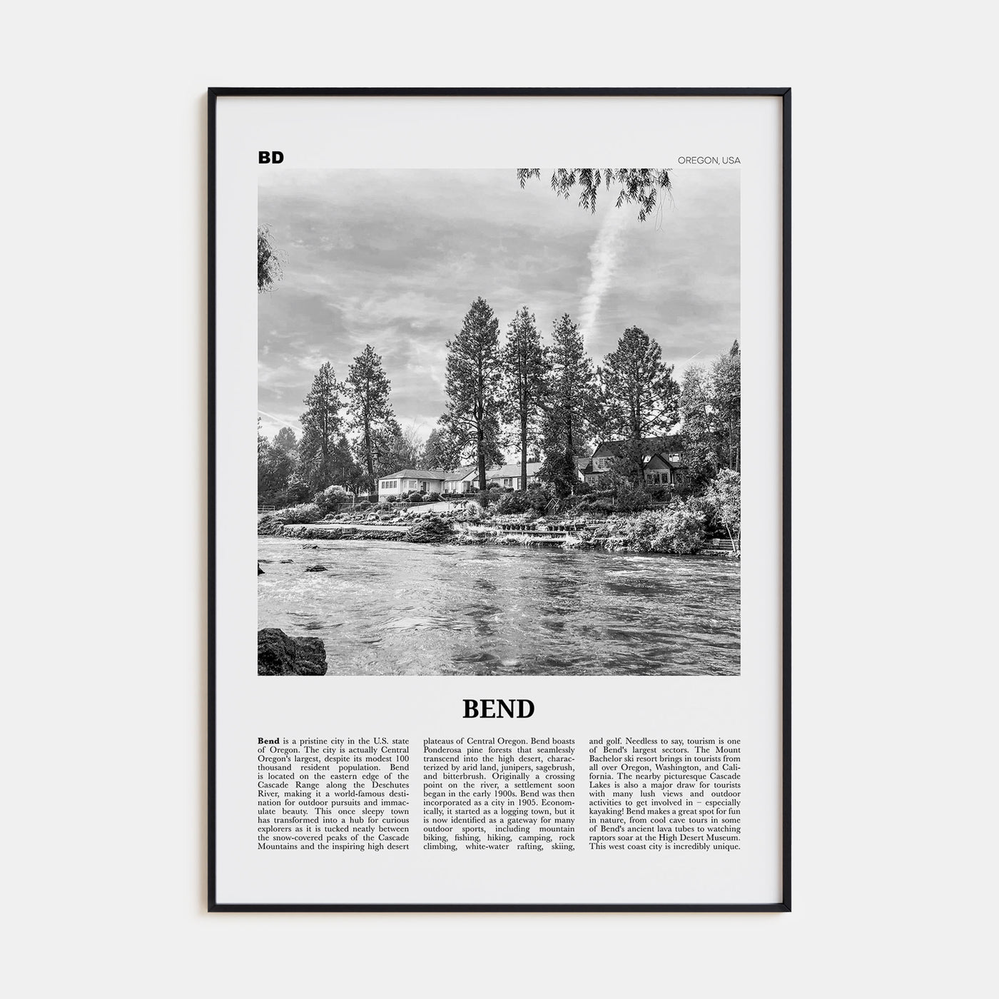 Bend Travel B&W Poster