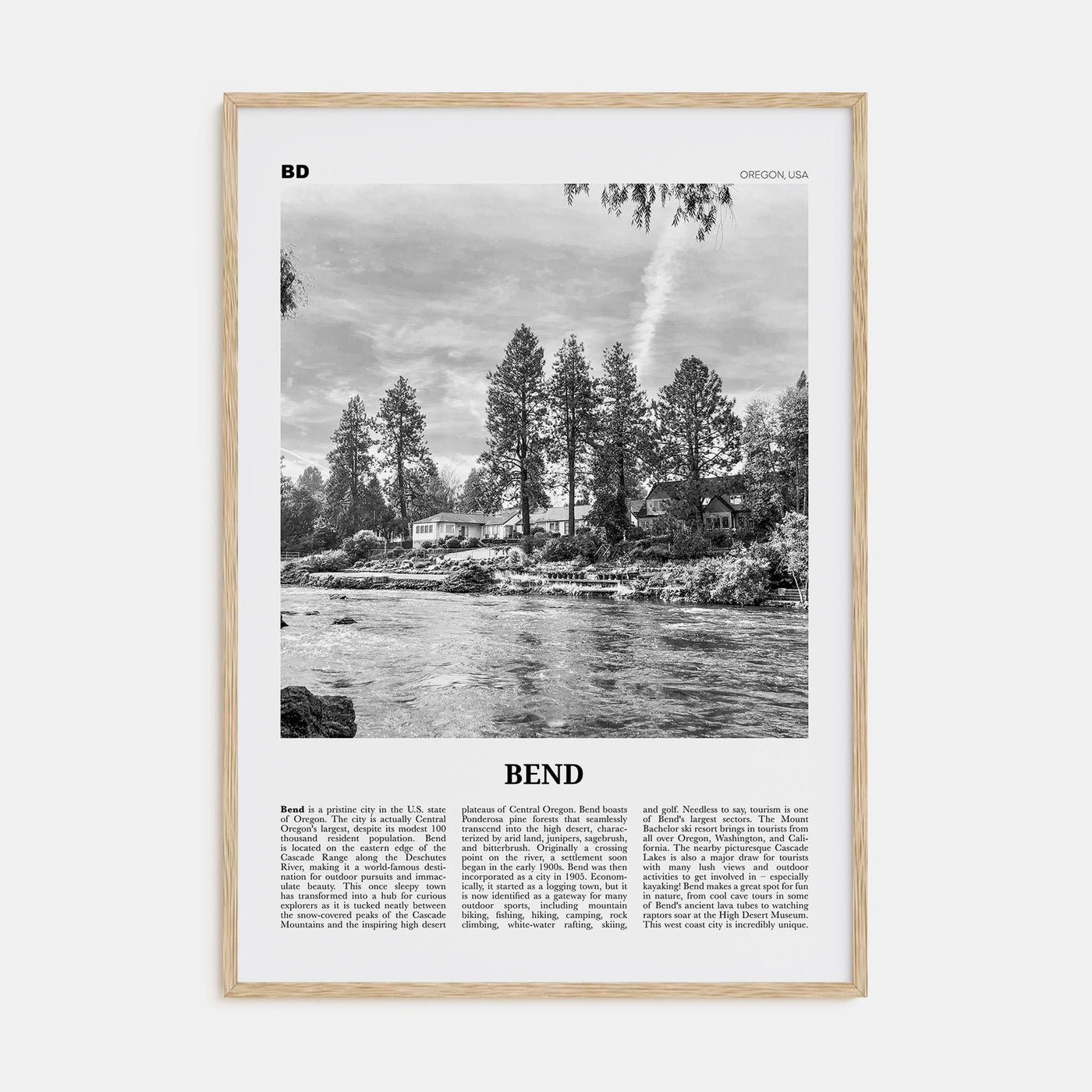 Bend Travel B&W Poster