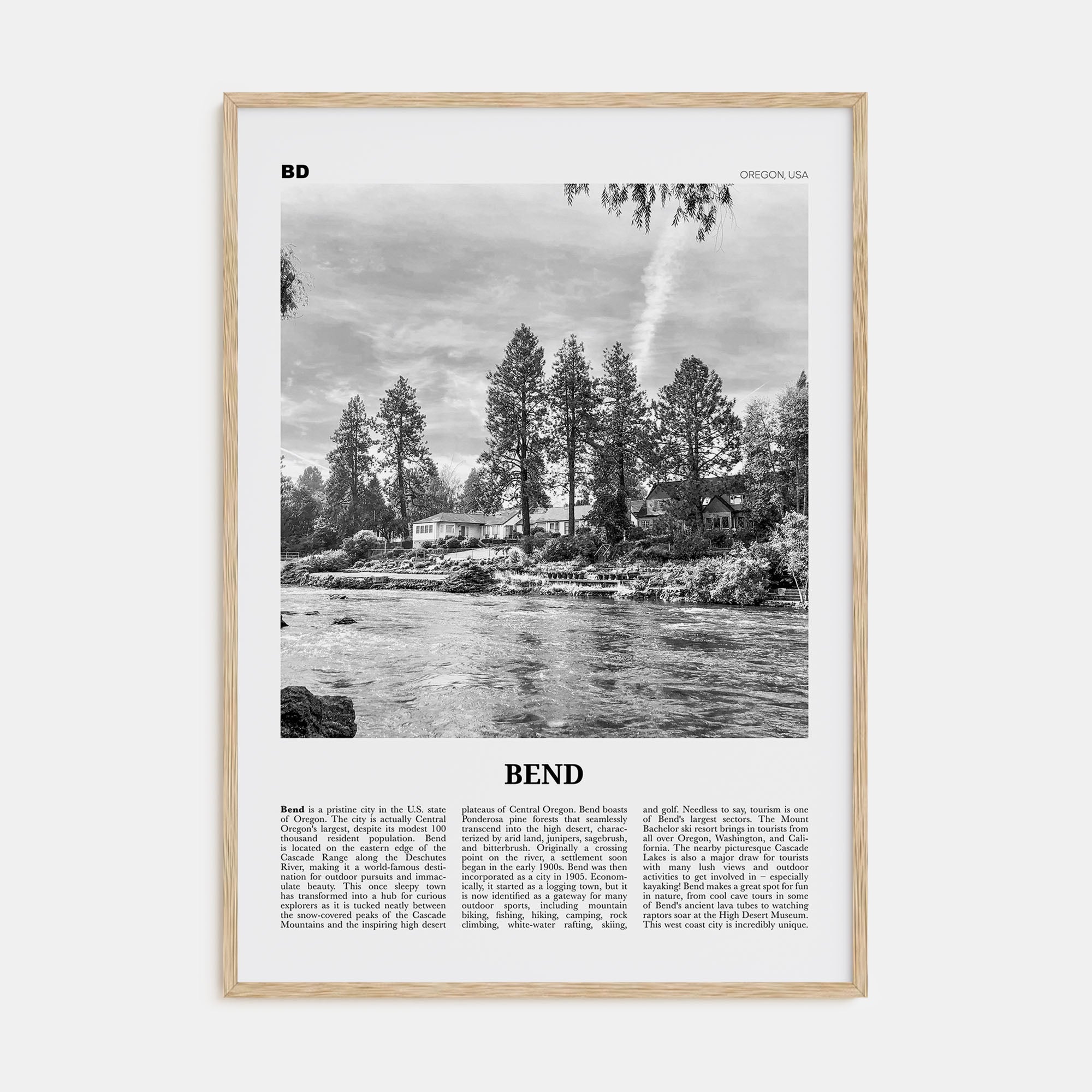 Bend Travel B&W Poster