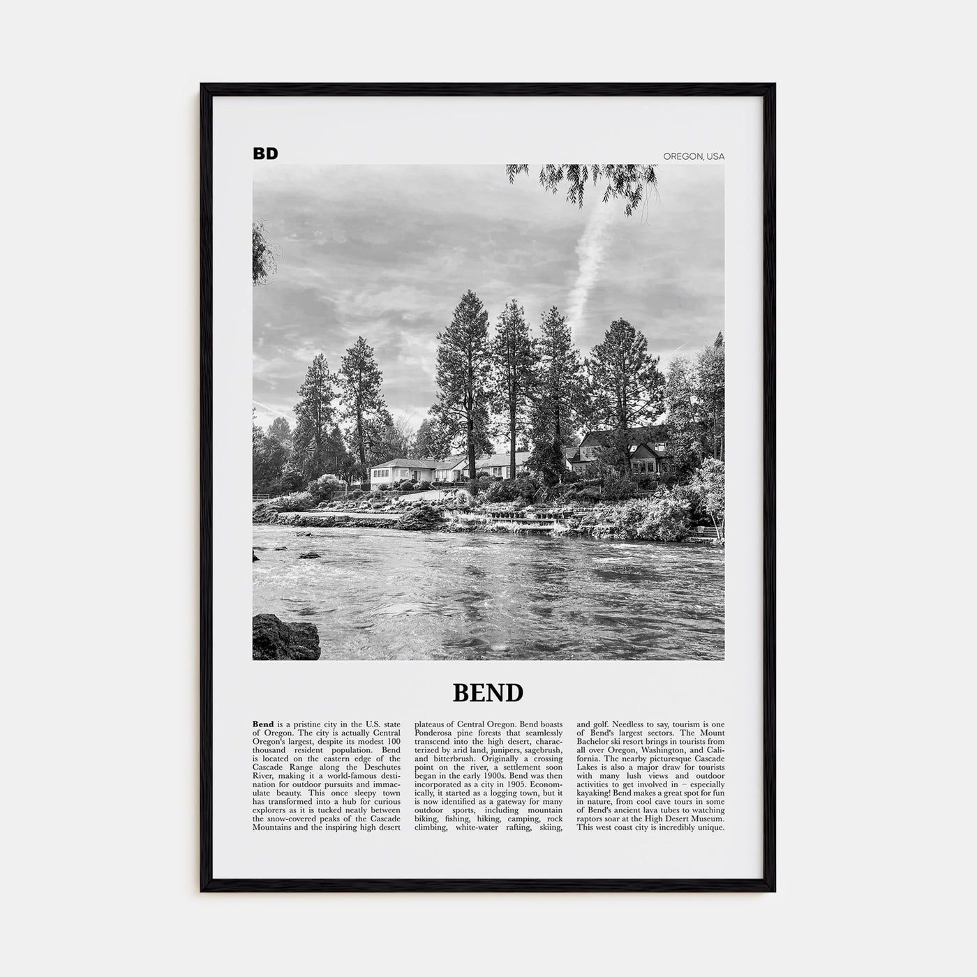 Bend Travel B&W Poster