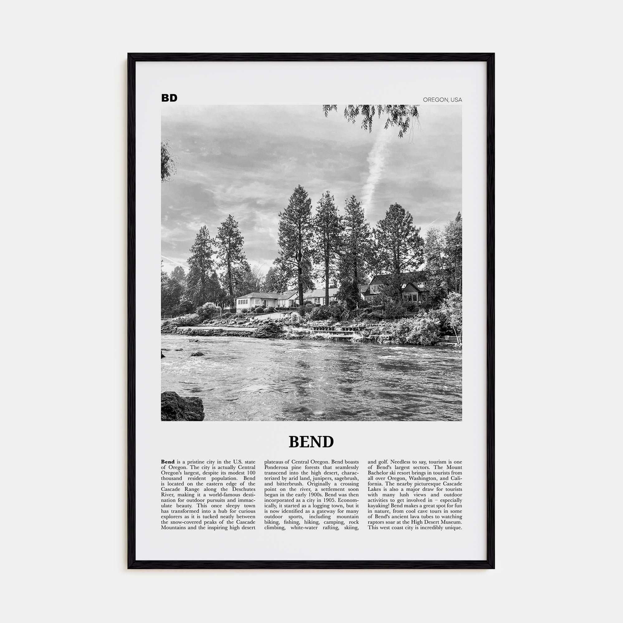 Bend Travel B&W Poster