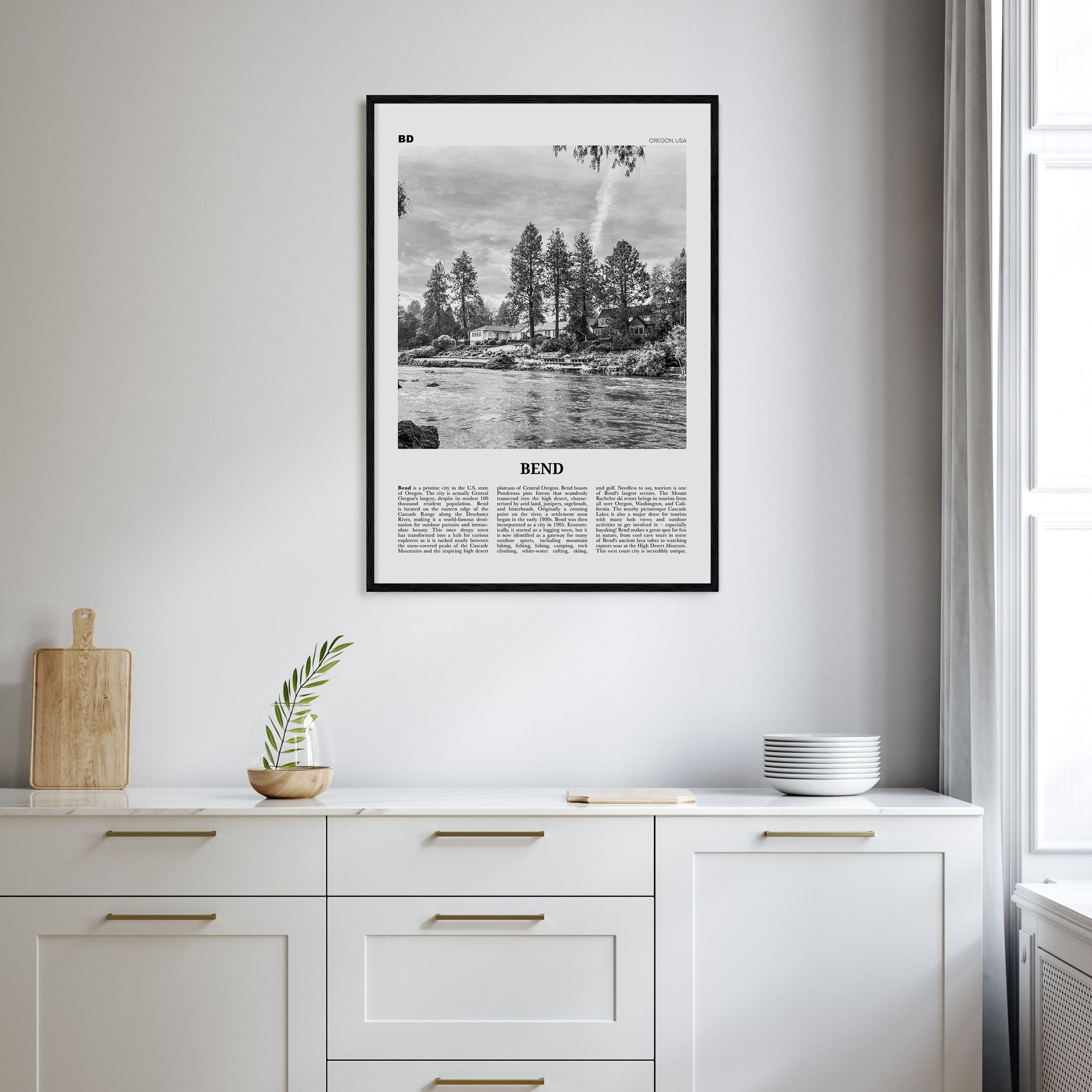 Bend Travel B&W Poster