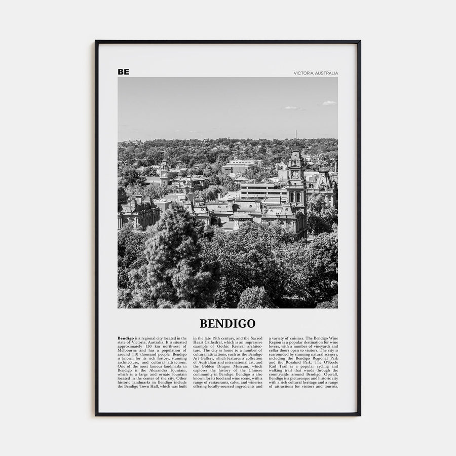 Bendigo Travel B&W Poster