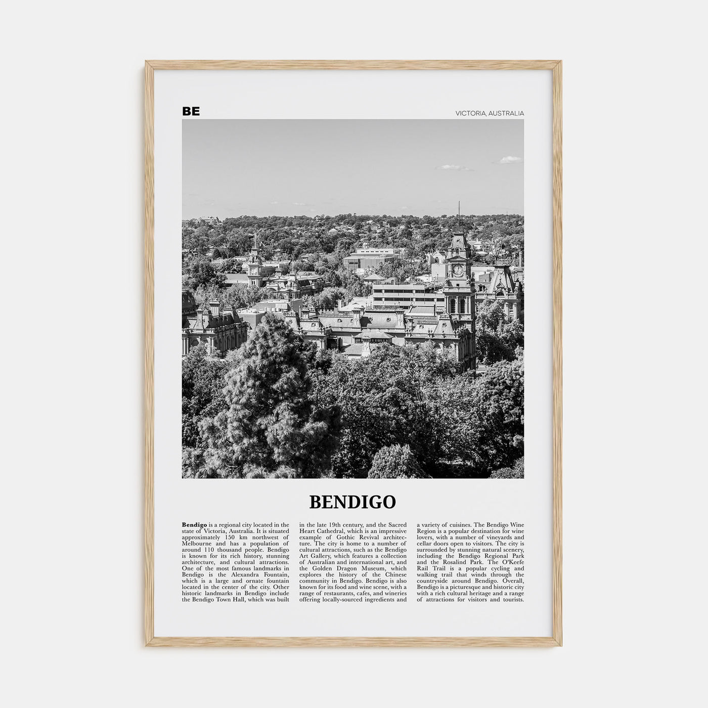 Bendigo Travel B&W Poster