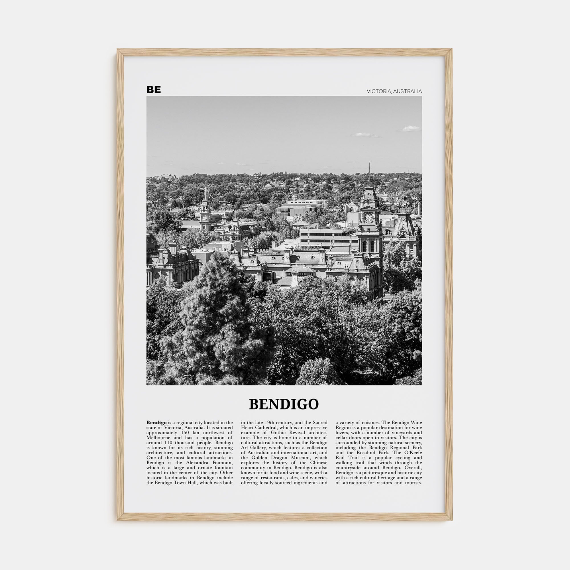 Bendigo Travel B&W Poster