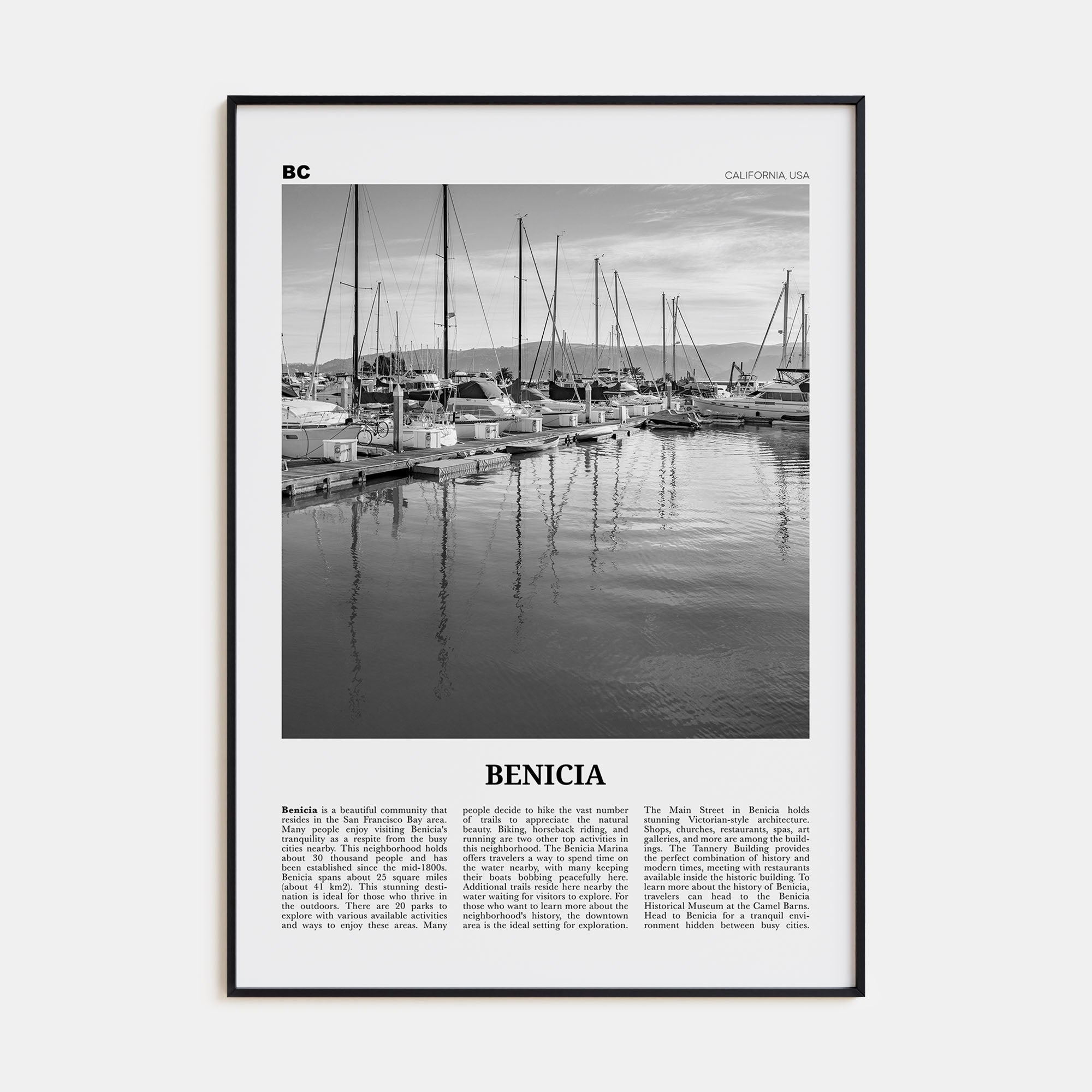 Benicia Travel B&W Poster