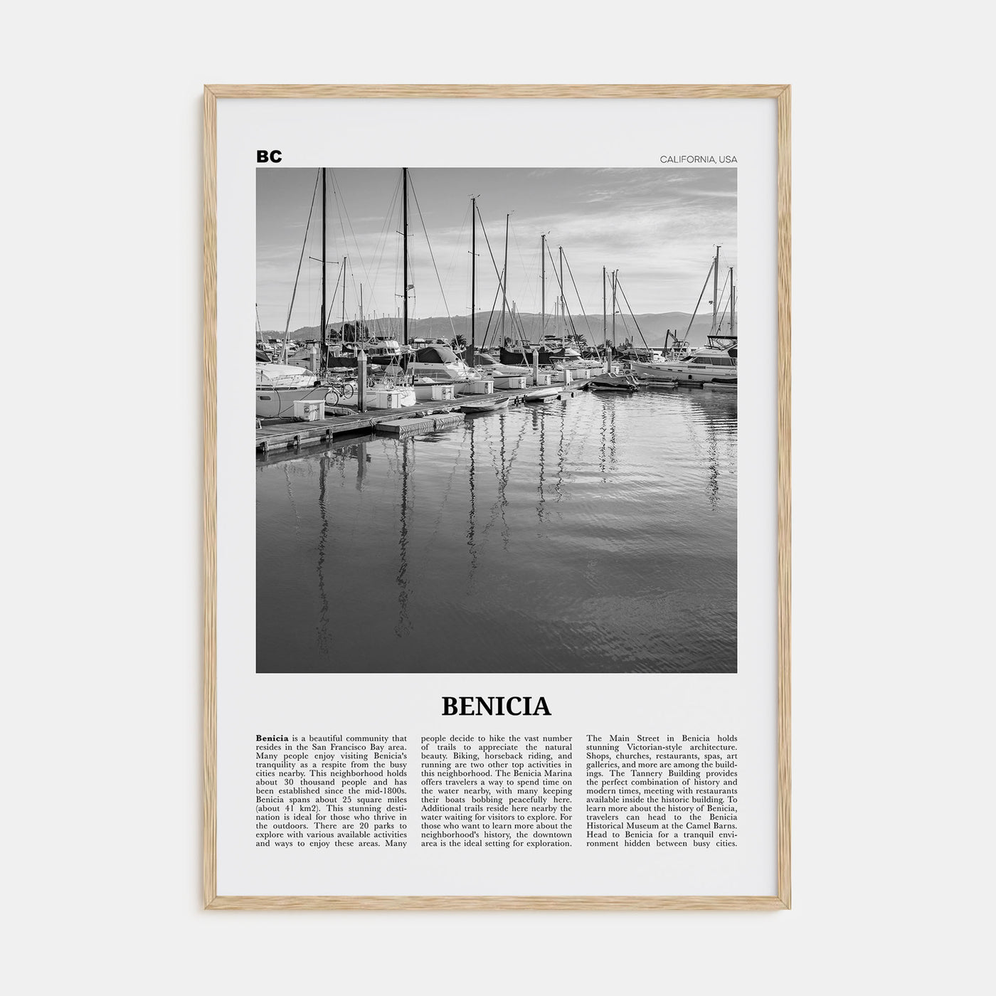 Benicia Travel B&W Poster
