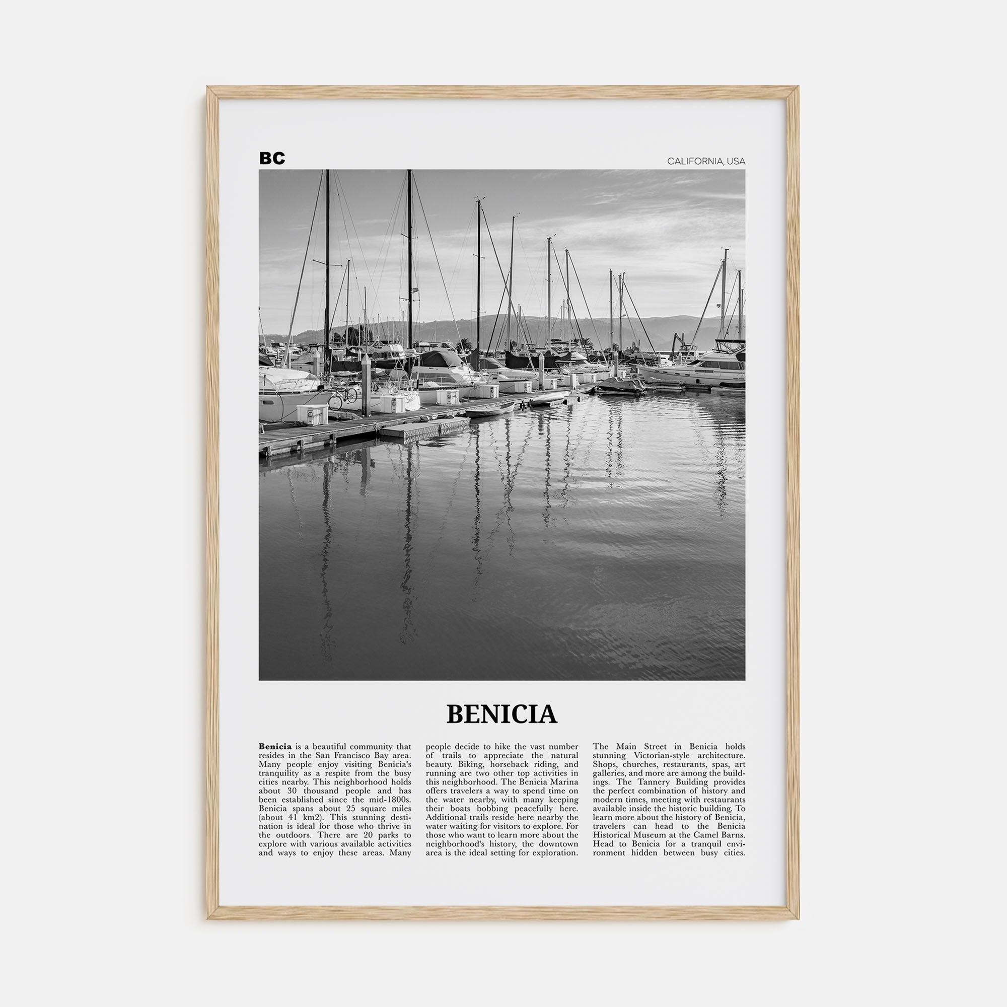 Benicia Travel B&W Poster