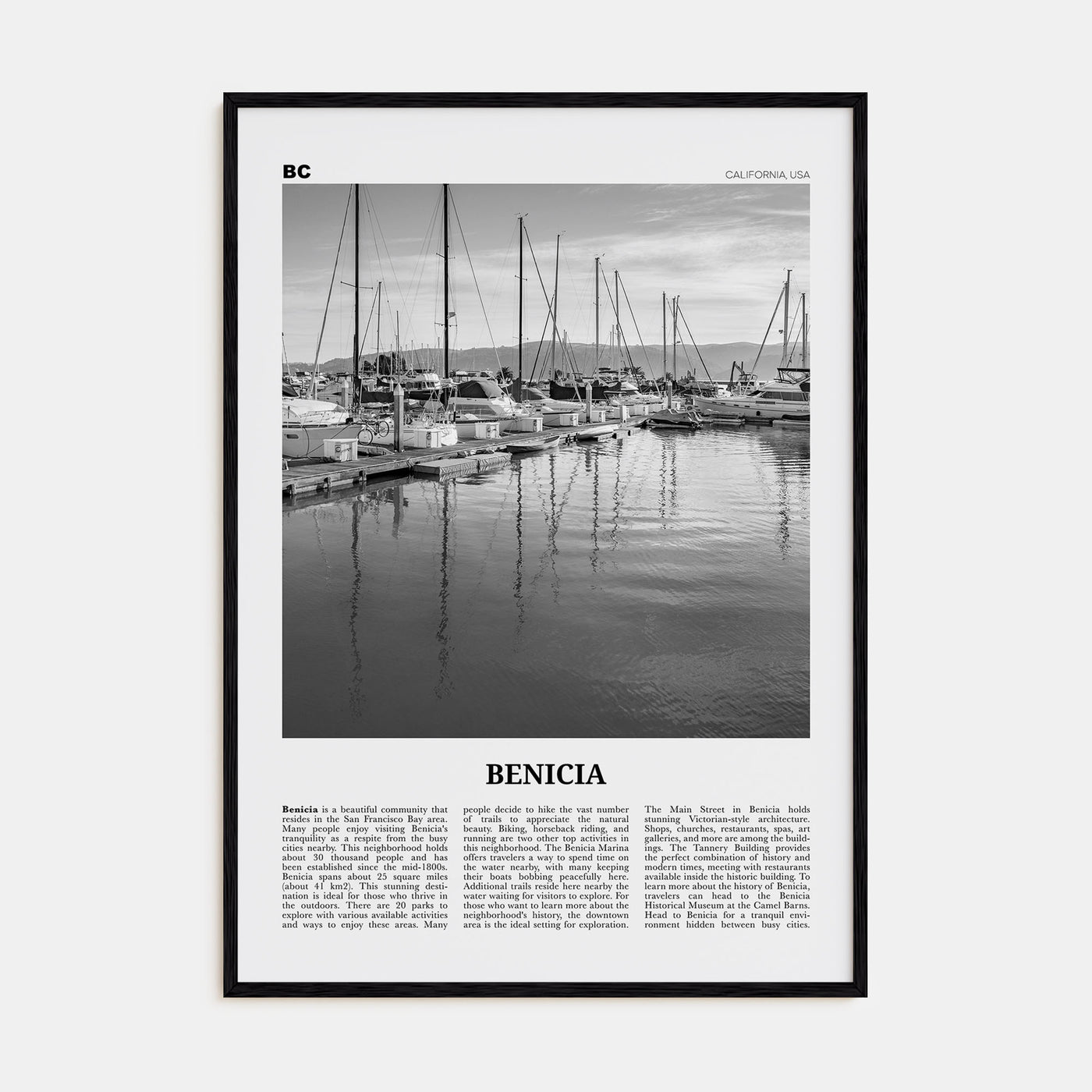 Benicia Travel B&W Poster