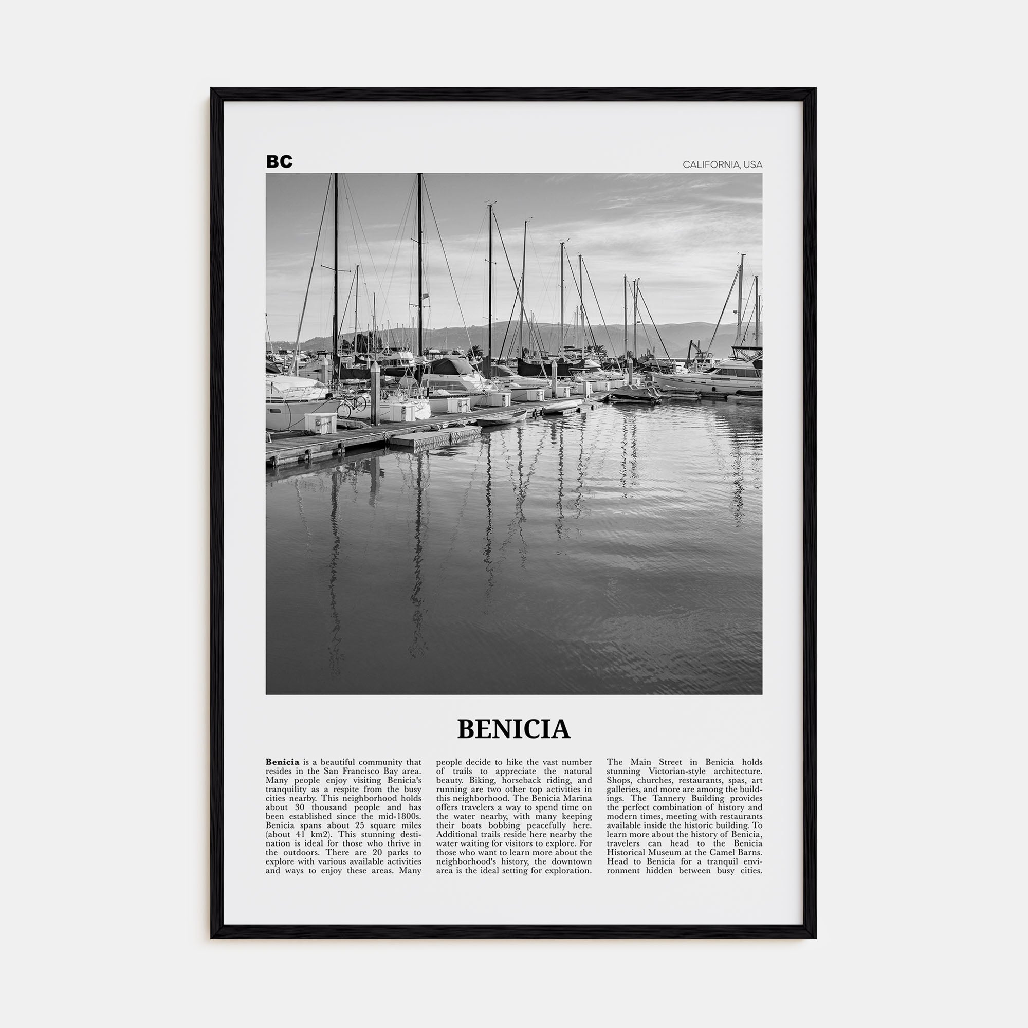 Benicia Travel B&W Poster