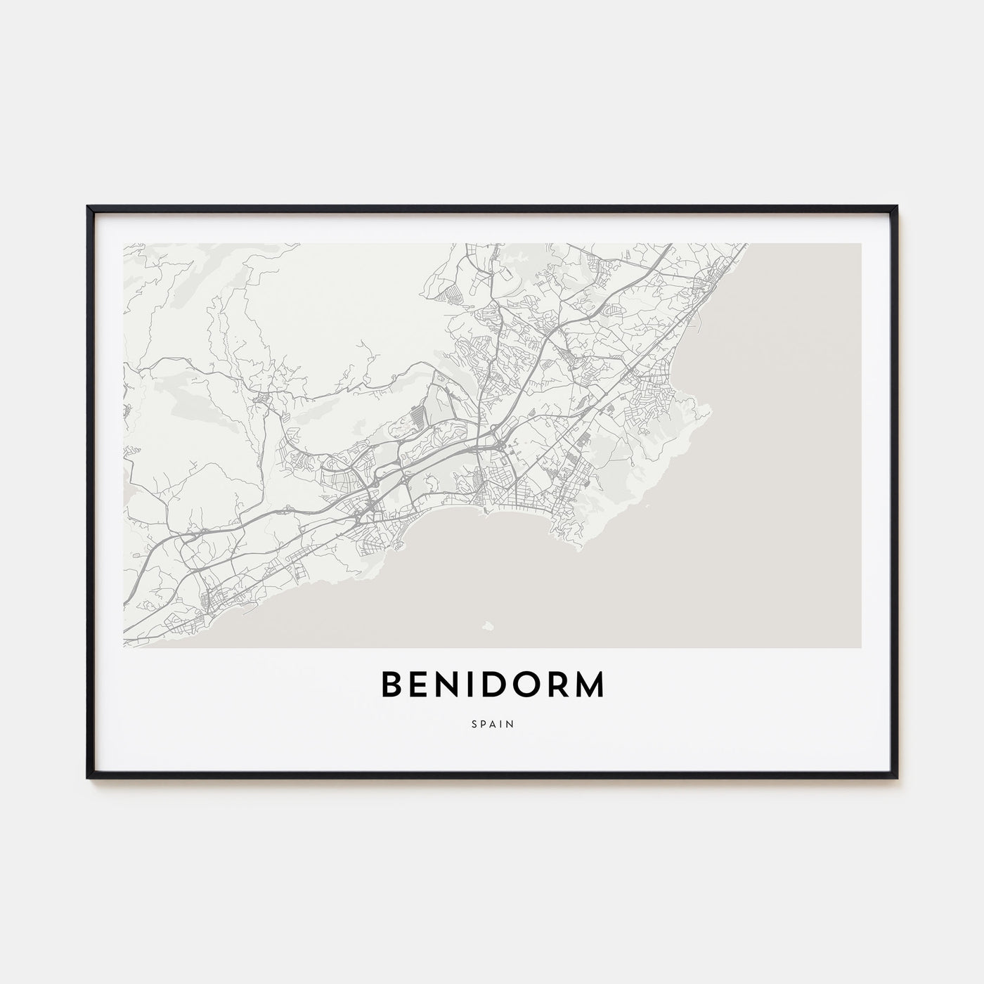 Benidorm Map Landscape Poster