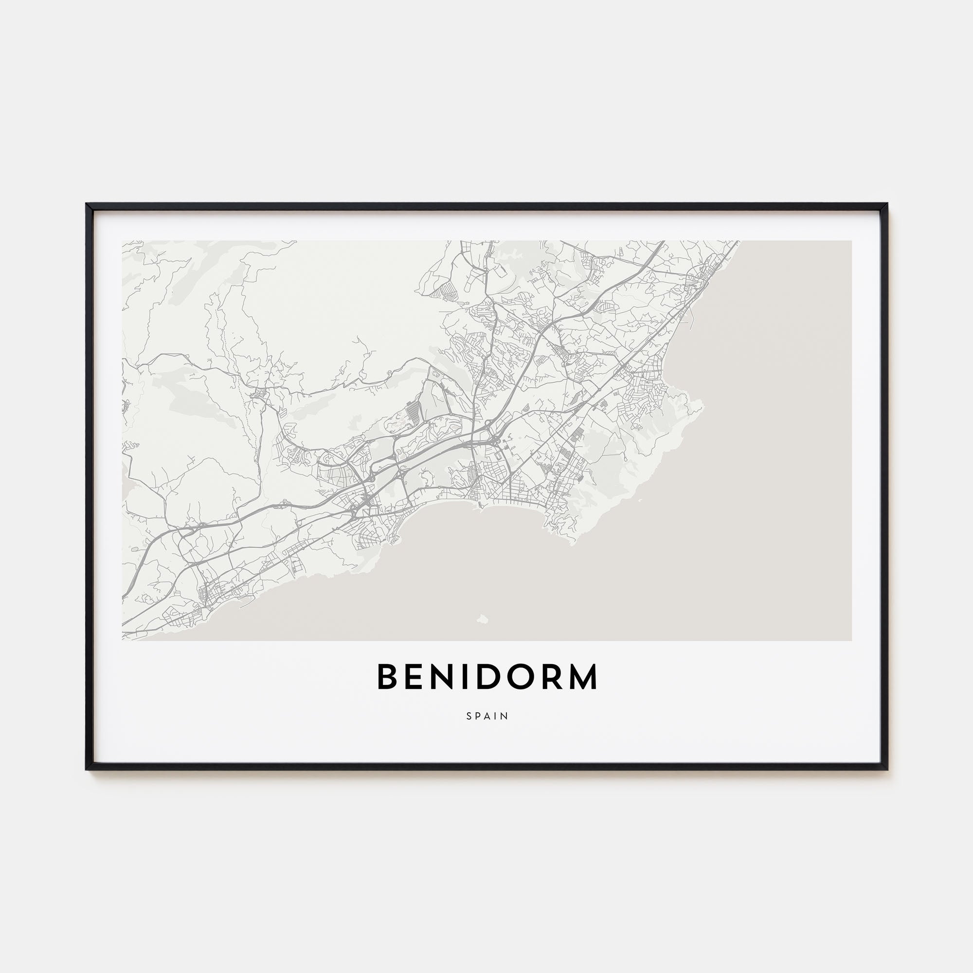 Benidorm Map Landscape Poster