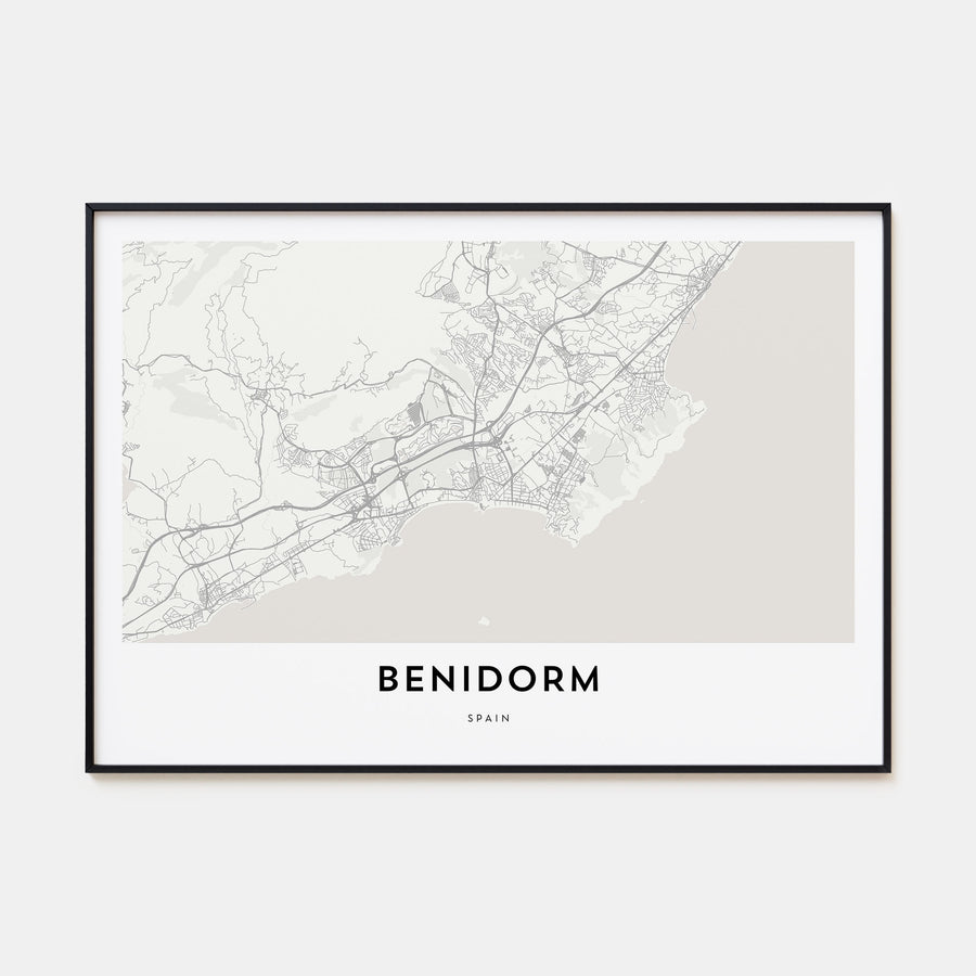 Benidorm Map Landscape Poster