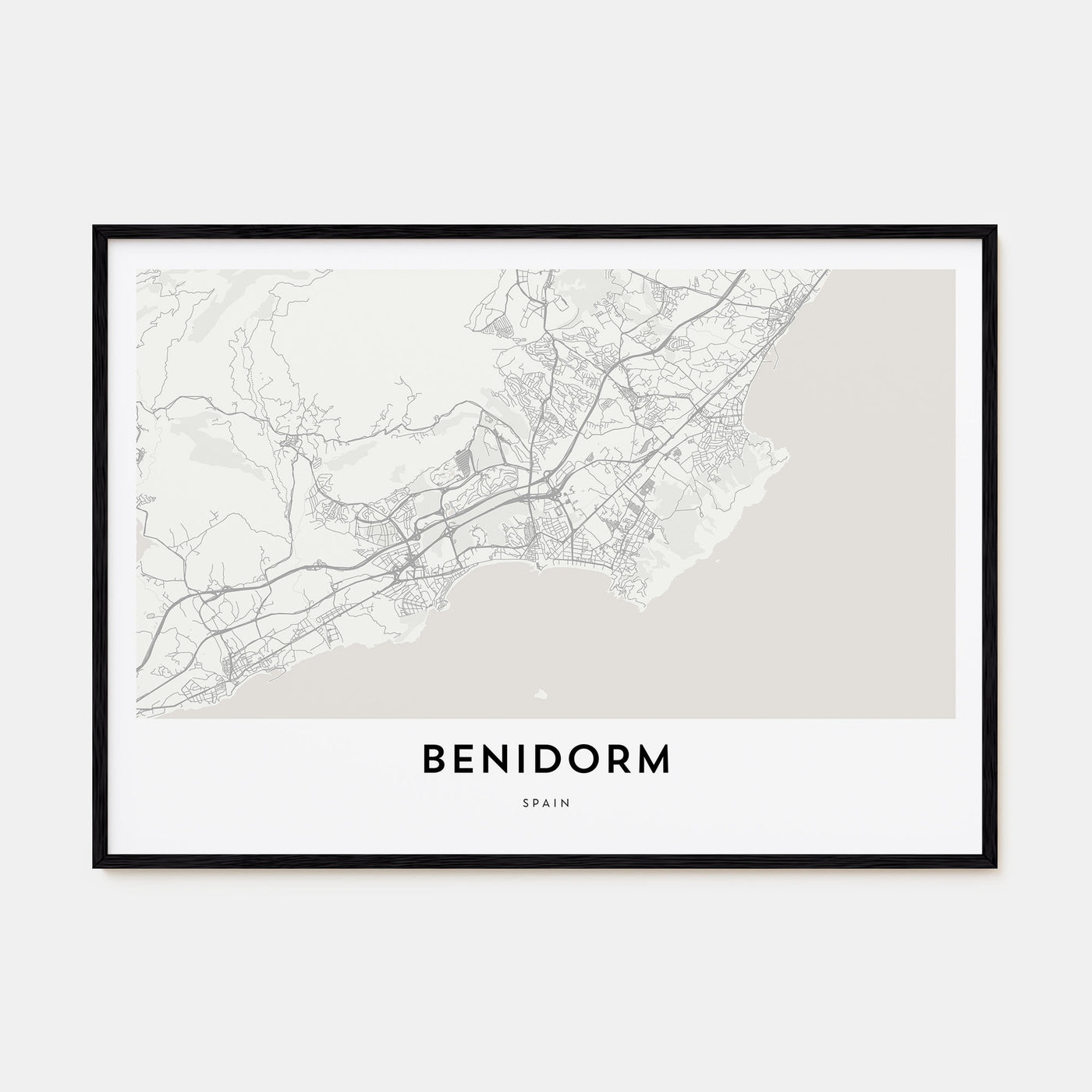 Benidorm Map Landscape Poster