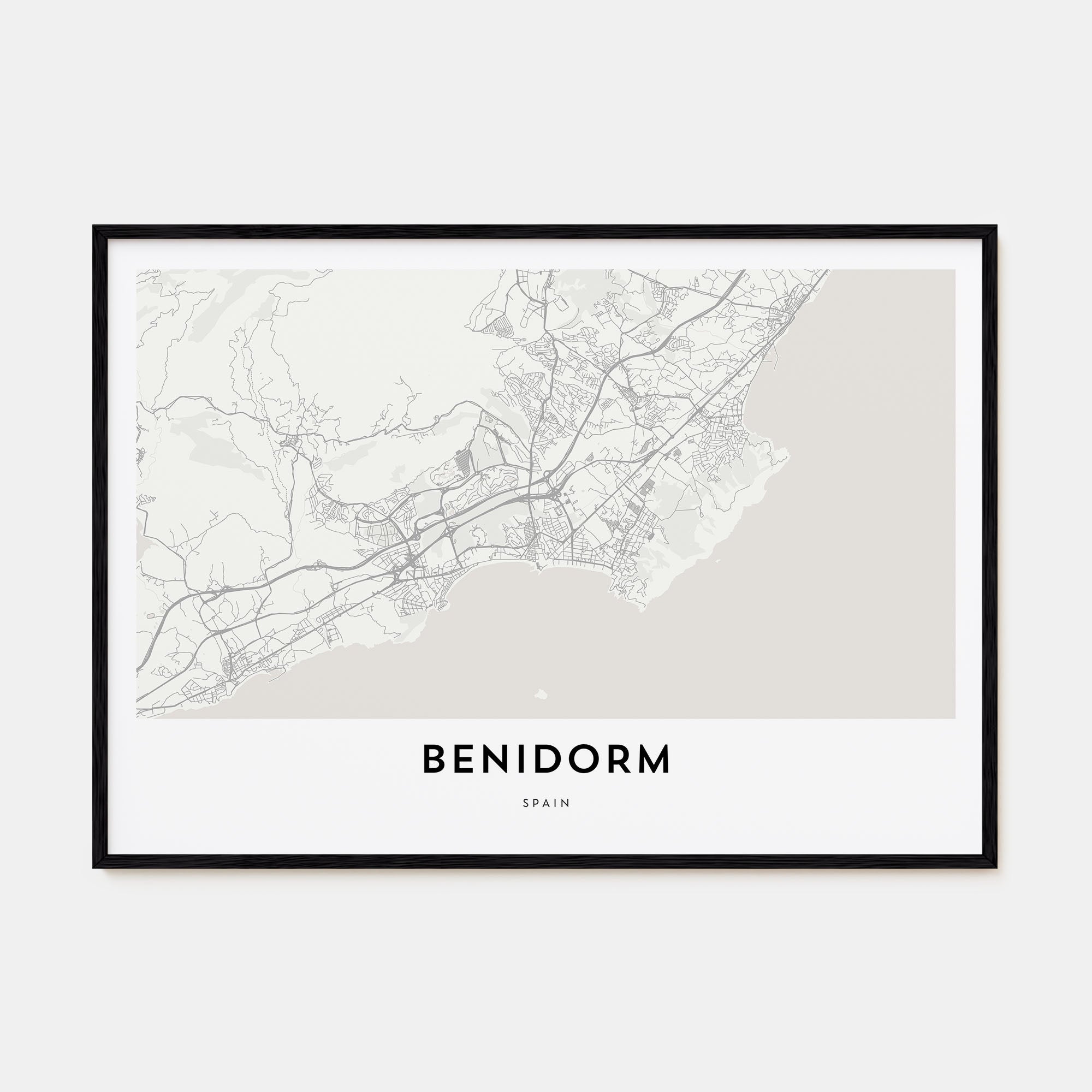 Benidorm Map Landscape Poster