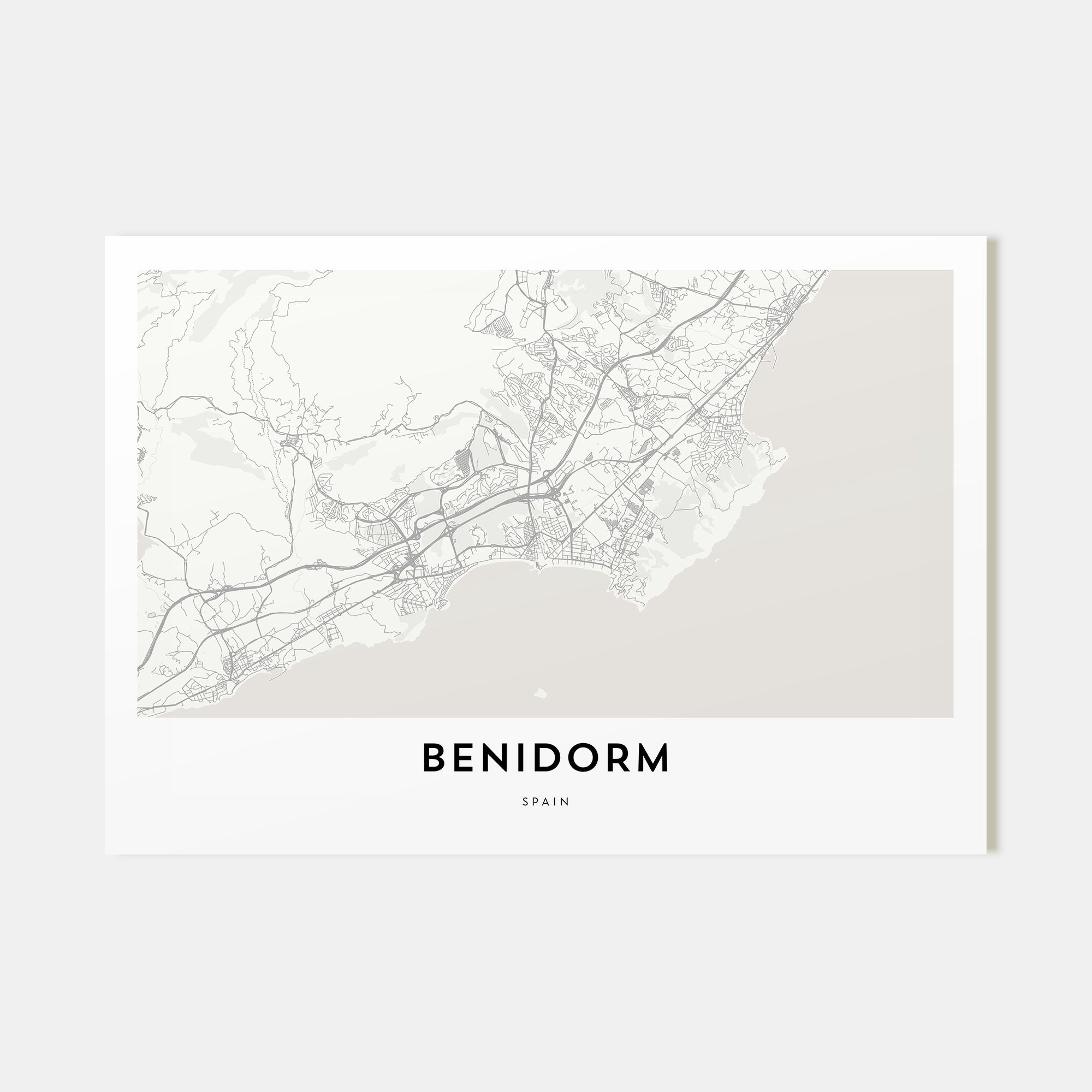 Benidorm Map Landscape Poster